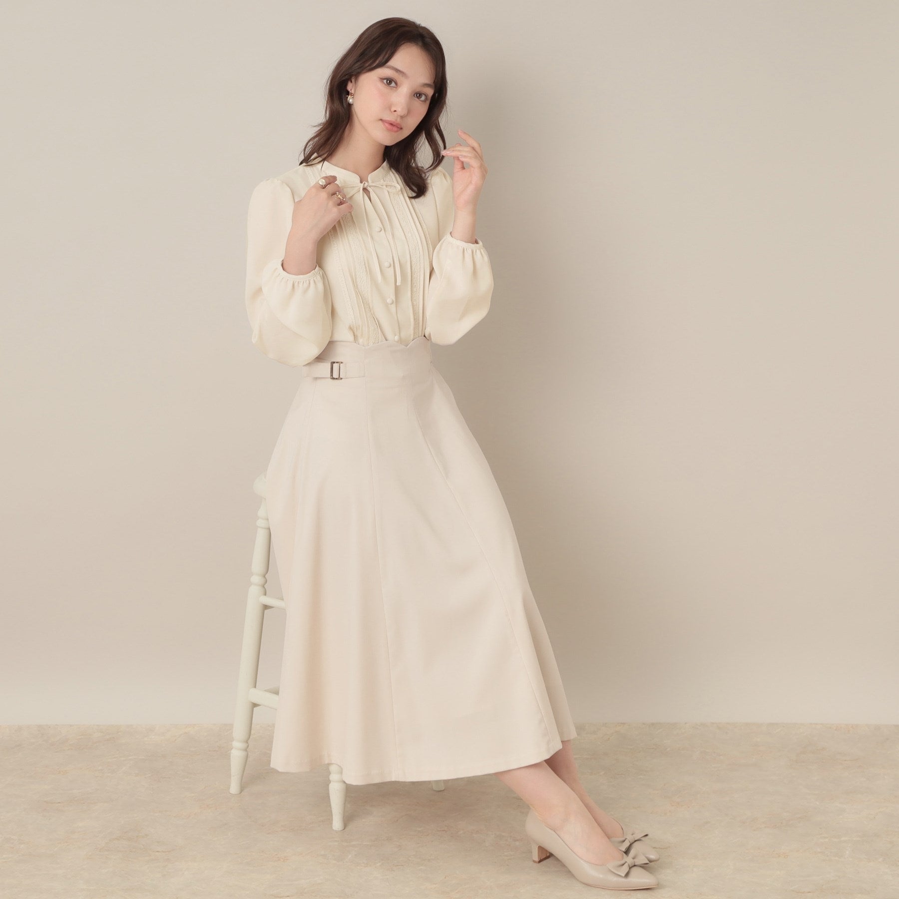 クチュール ブローチ Couture Brooch ピンタックレースブラウス （ブラック(019)） ブラック(019)