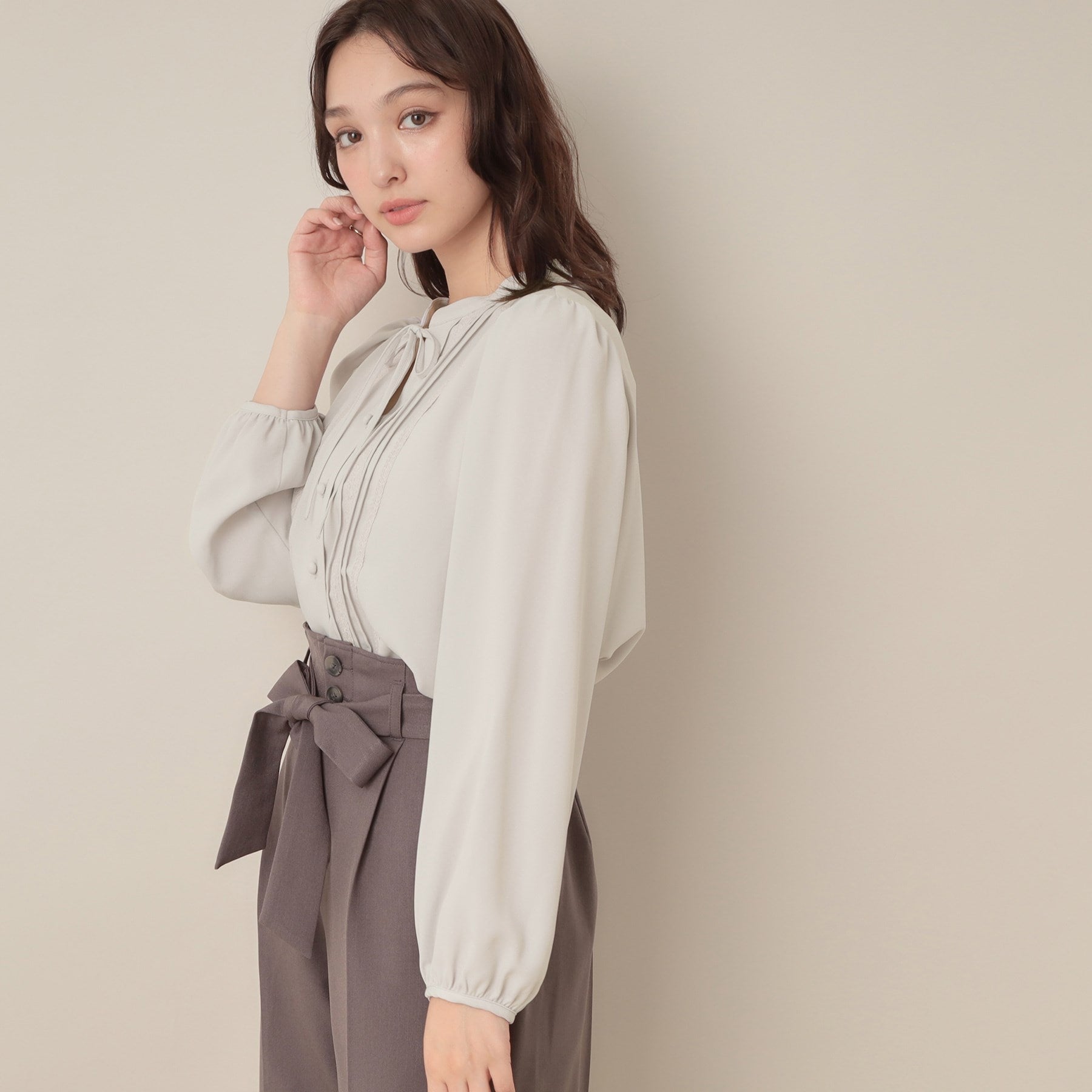 クチュール ブローチ Couture Brooch ピンタックレースブラウス （ブラック(019)） ブラック(019)