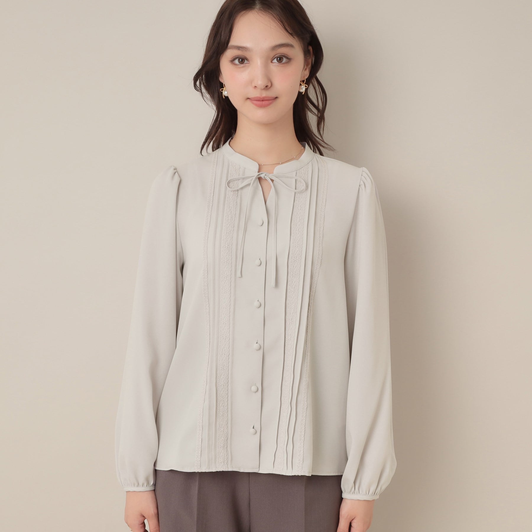 クチュール ブローチ Couture Brooch ピンタックレースブラウス （ブラック(019)） ブラック(019)