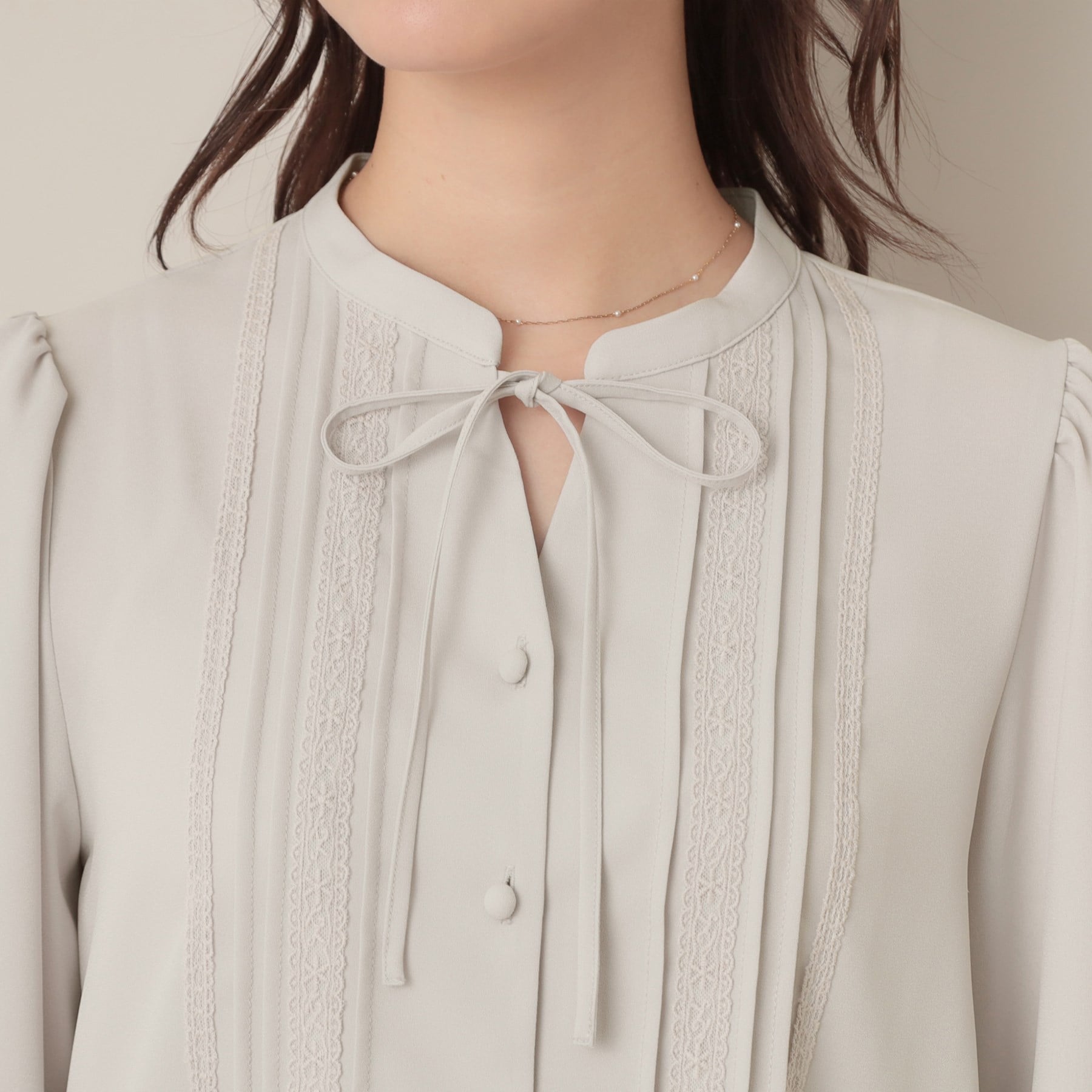 クチュール ブローチ Couture Brooch ピンタックレースブラウス （ブラック(019)） ブラック(019)