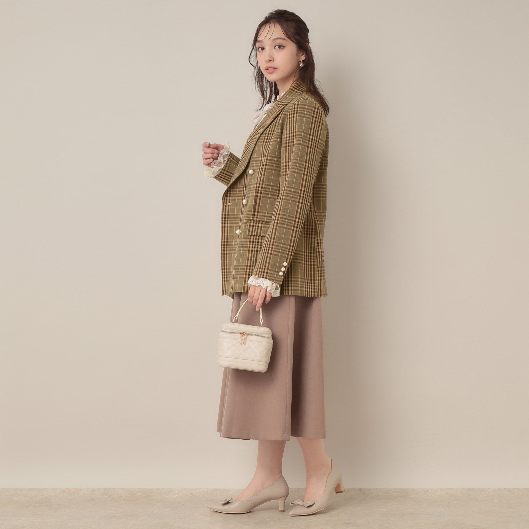 クチュール ブローチ Couture Brooch レースカフス パール調釦テーラードジャケット （ネイビー(094)） ネイビー(094)