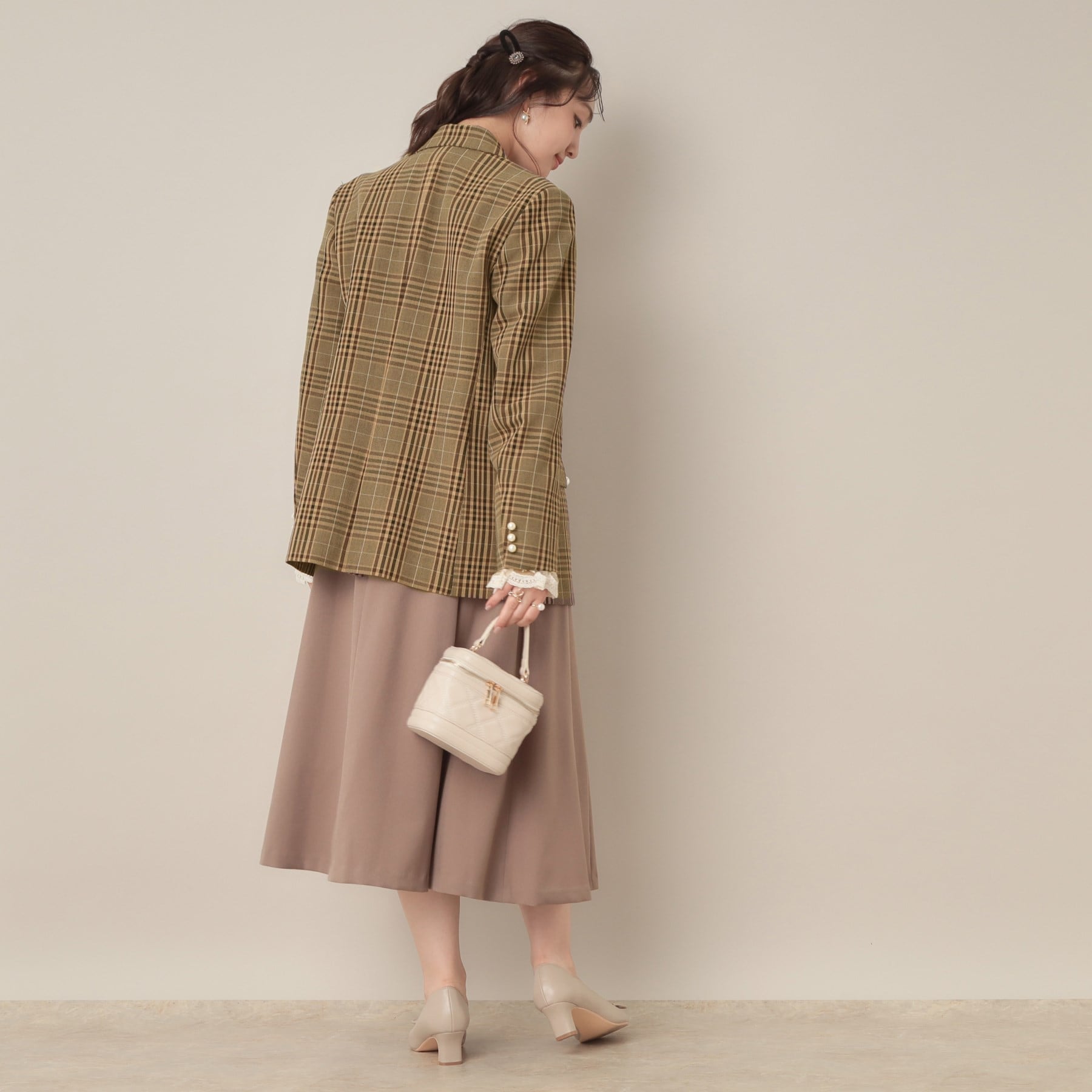 クチュール ブローチ Couture Brooch レースカフス パール調釦テーラードジャケット （ネイビー(094)） ネイビー(094)