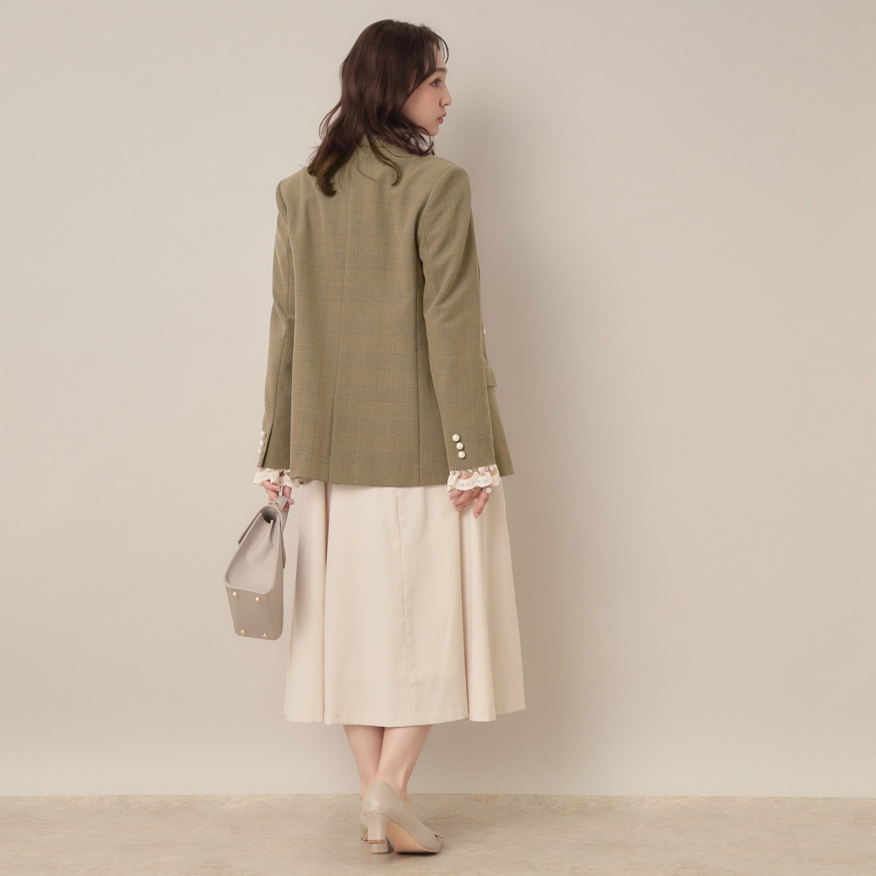 クチュール ブローチ Couture Brooch レースカフス パール調釦テーラードジャケット （ネイビー(094)） ネイビー(094)