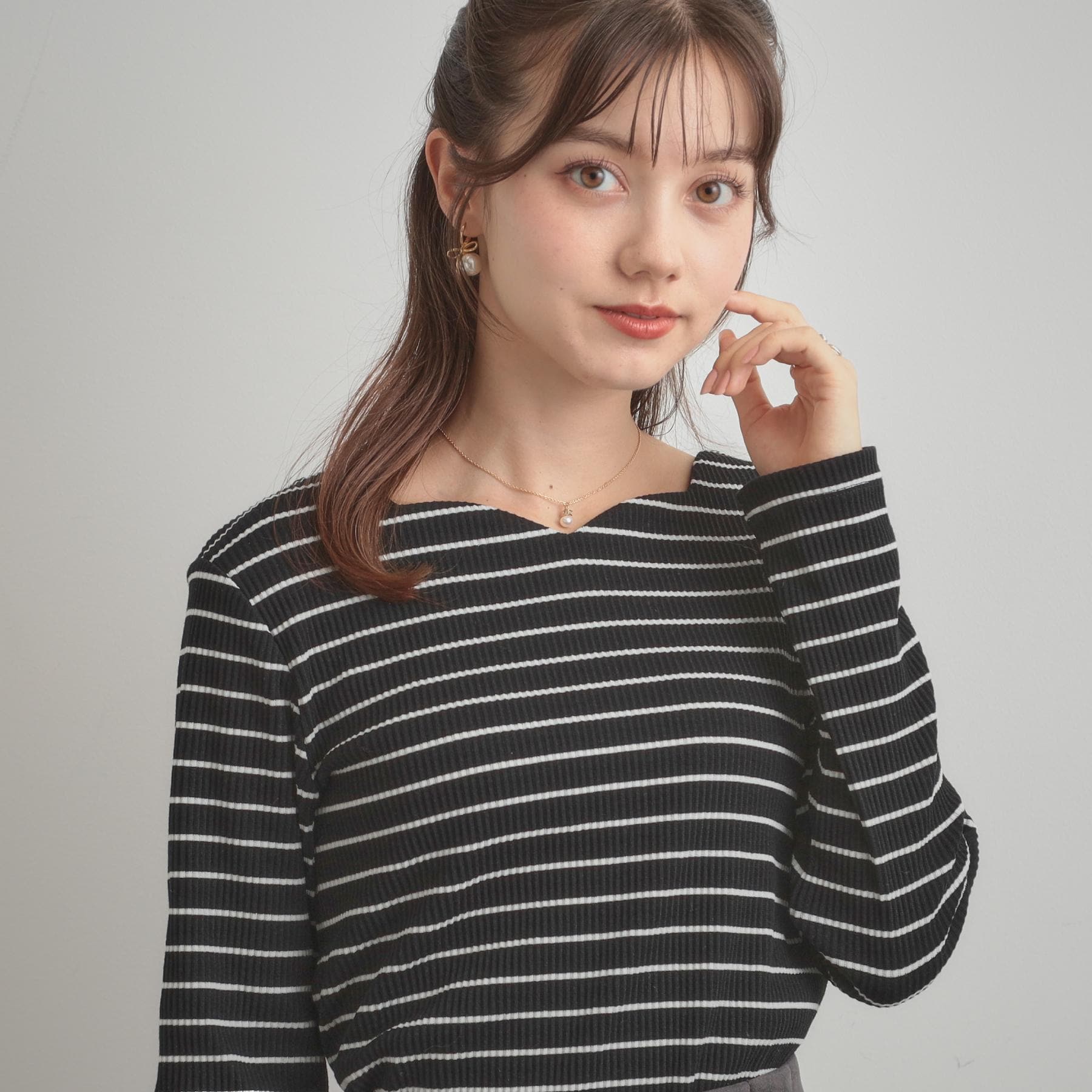 クチュール ブローチ Couture Brooch ハートネックテレコプルオーバー （ブラック(319)） ブラック(319)