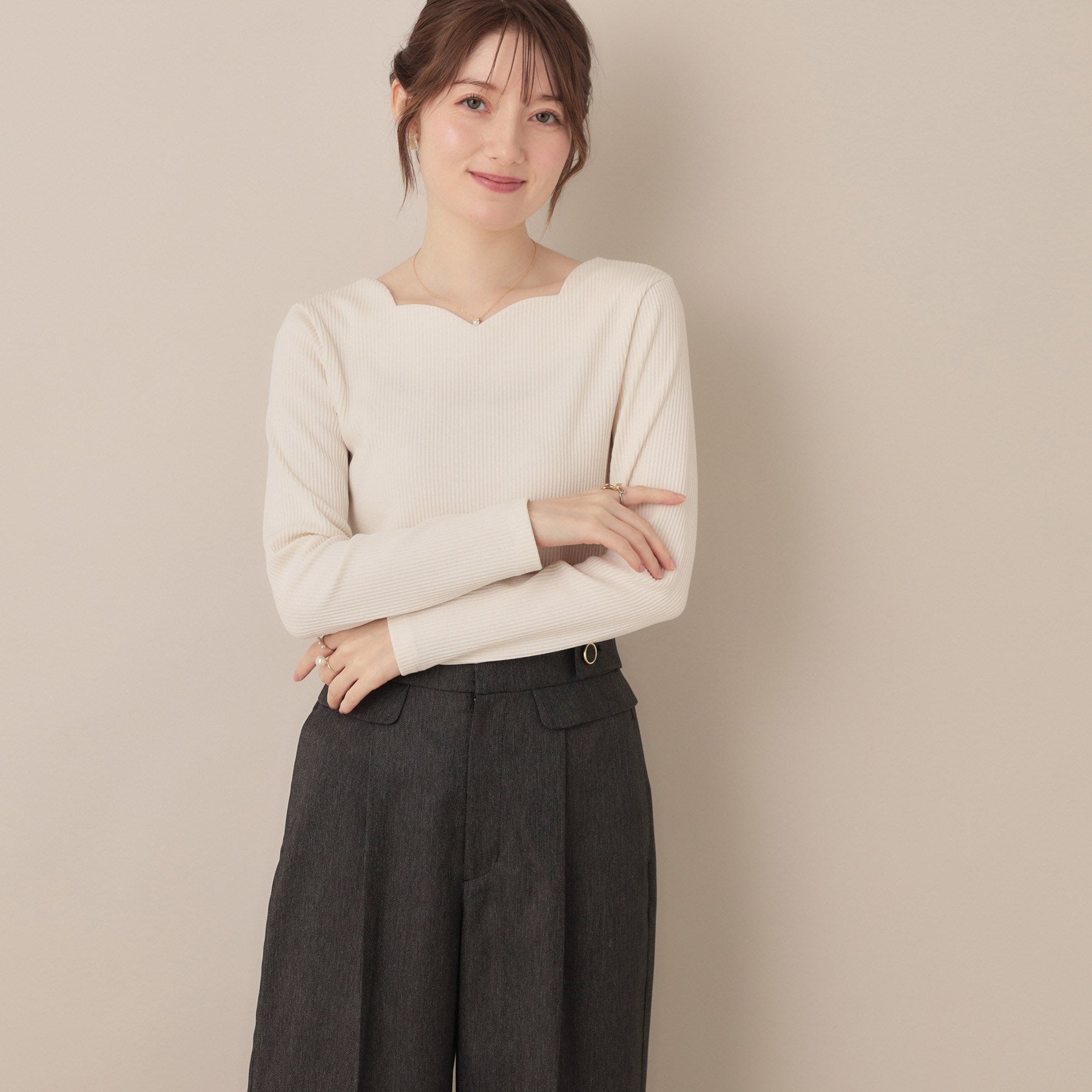 クチュール ブローチ Couture Brooch ハートネックテレコプルオーバー （ブラック(319)） ブラック(319)