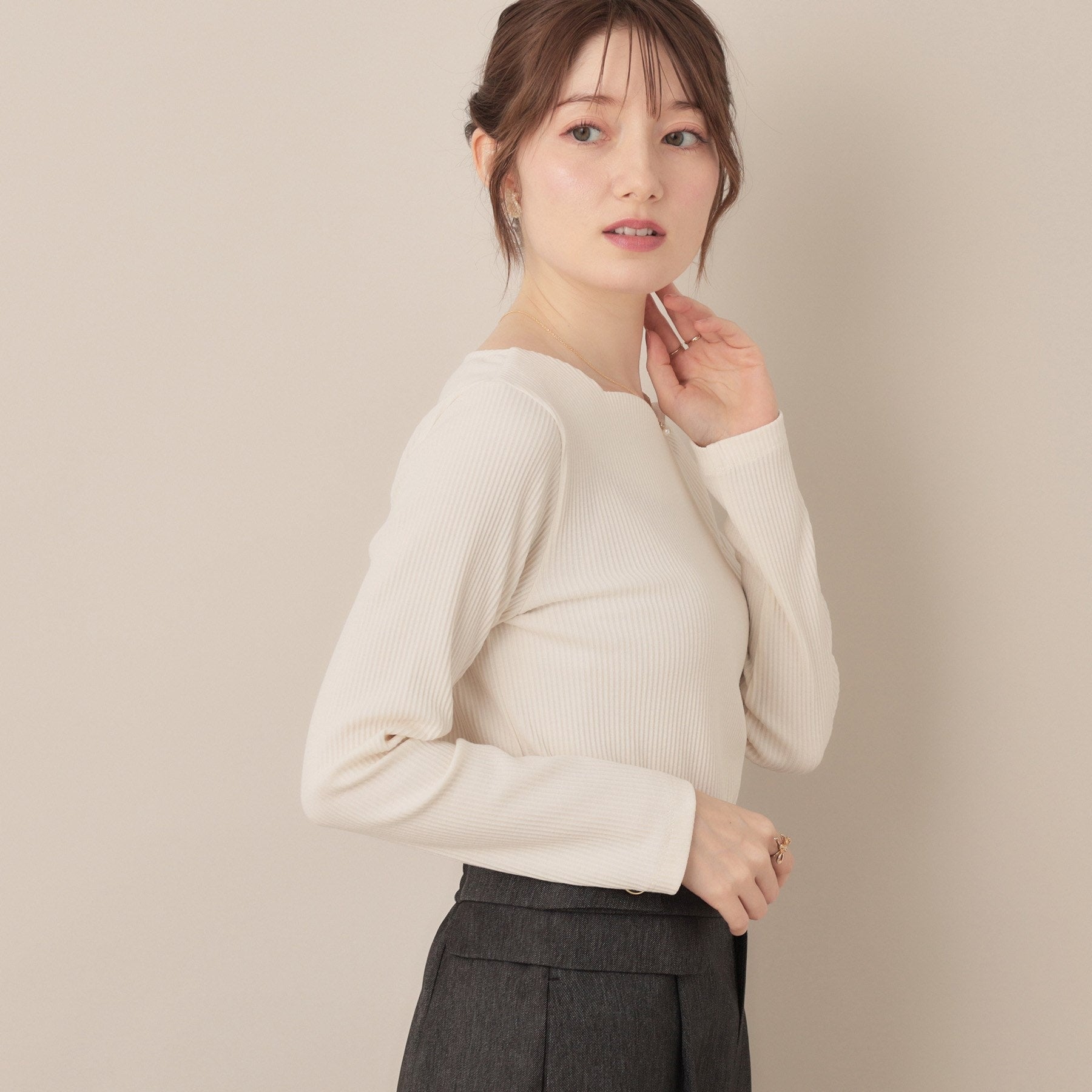 クチュール ブローチ Couture Brooch ハートネックテレコプルオーバー （ブラック(319)） ブラック(319)