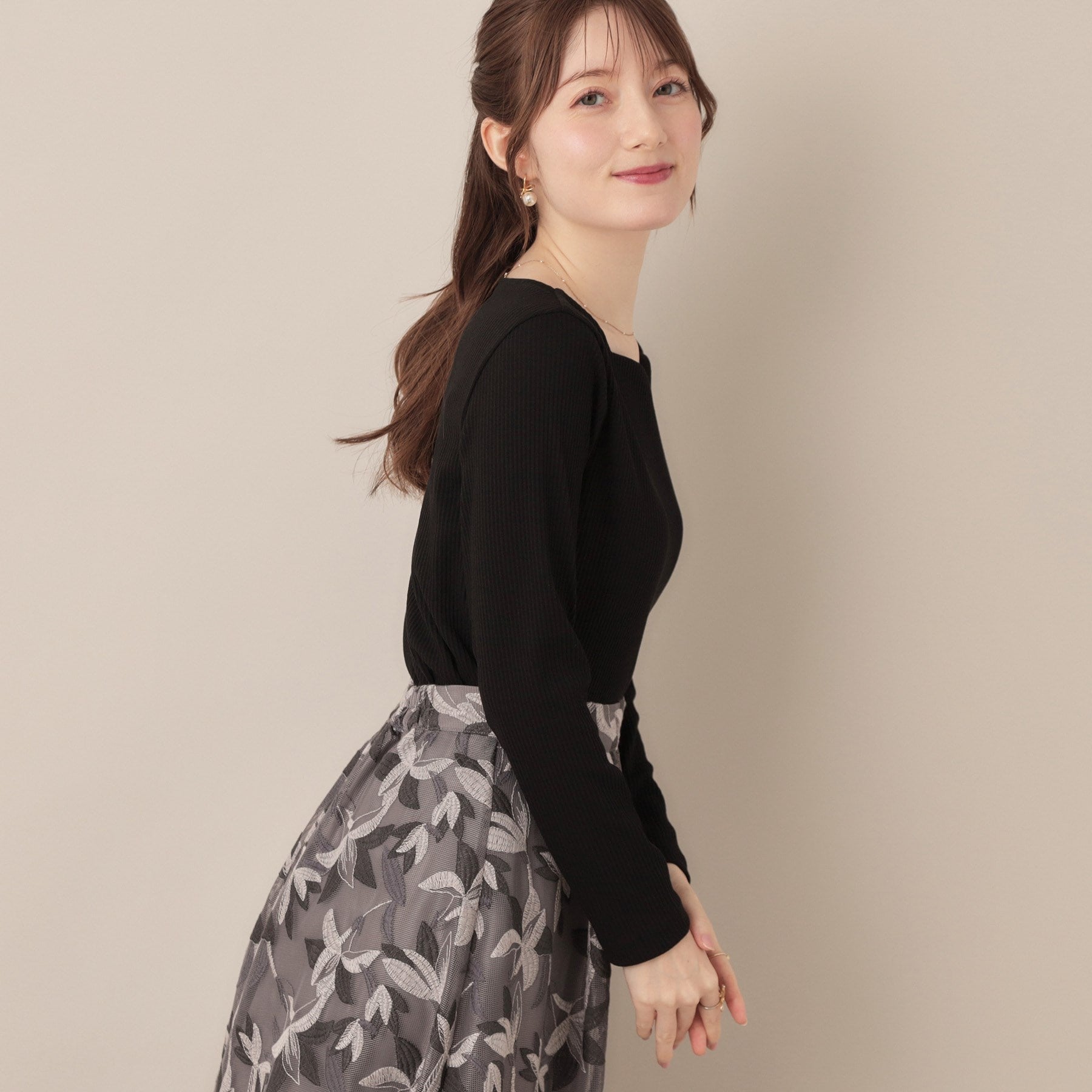 クチュール ブローチ Couture Brooch ハートネックテレコプルオーバー （ブラック(319)） ブラック(319)