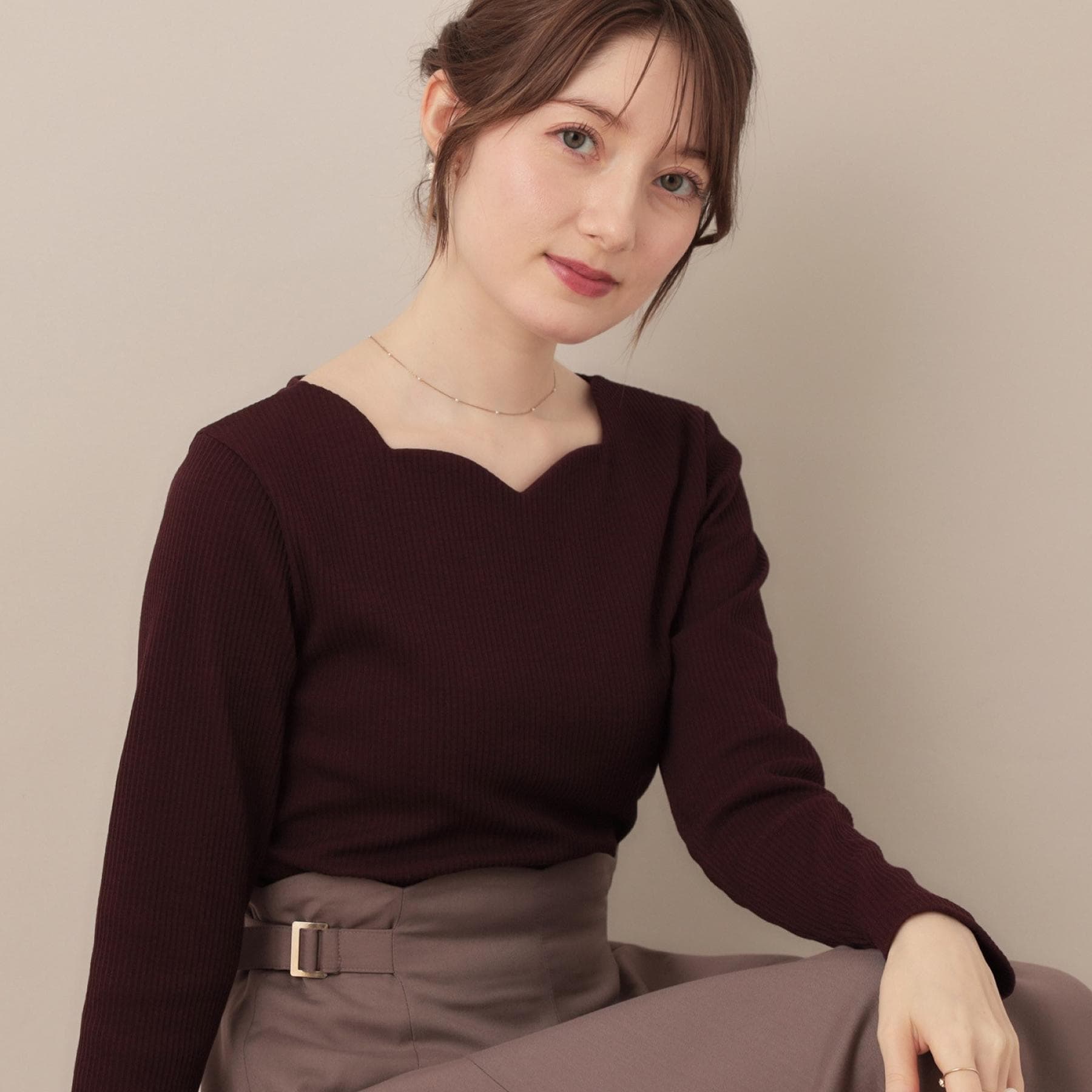 クチュール ブローチ Couture Brooch ハートネックテレコプルオーバー （ボルドー(064)） ボルドー(064)