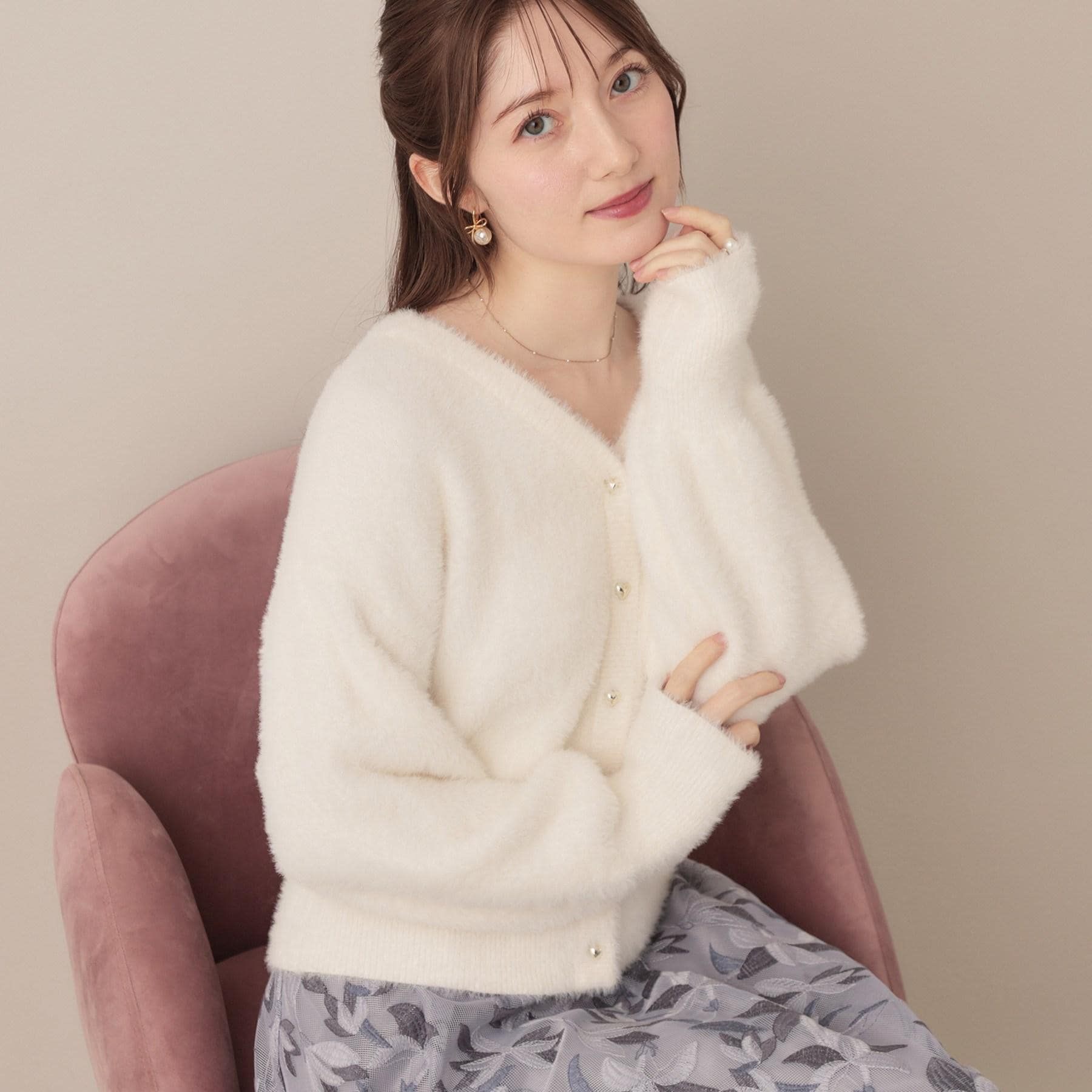 クチュール ブローチ Couture Brooch フェザーカーディトップス （アイボリー(004)） アイボリー(004)