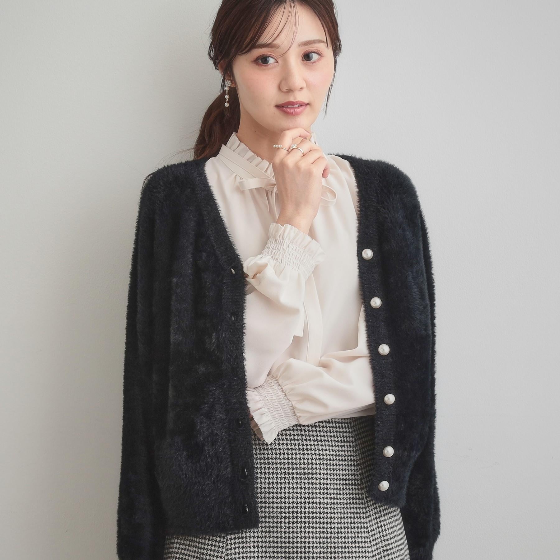 クチュール ブローチ Couture Brooch フェザーカーディトップス （ブラック(019)） ブラック(019)