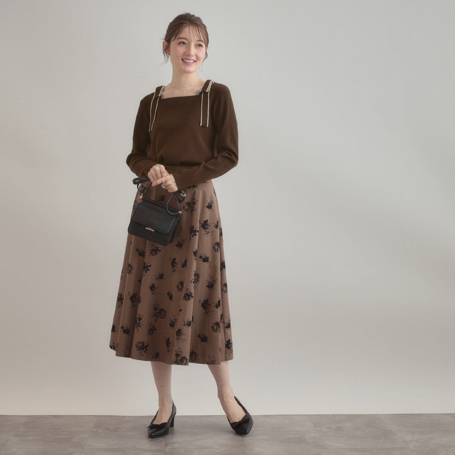 クチュール ブローチ Couture Brooch 配色リボン総針ニットトップス （アイボリー(004)） アイボリー(004)