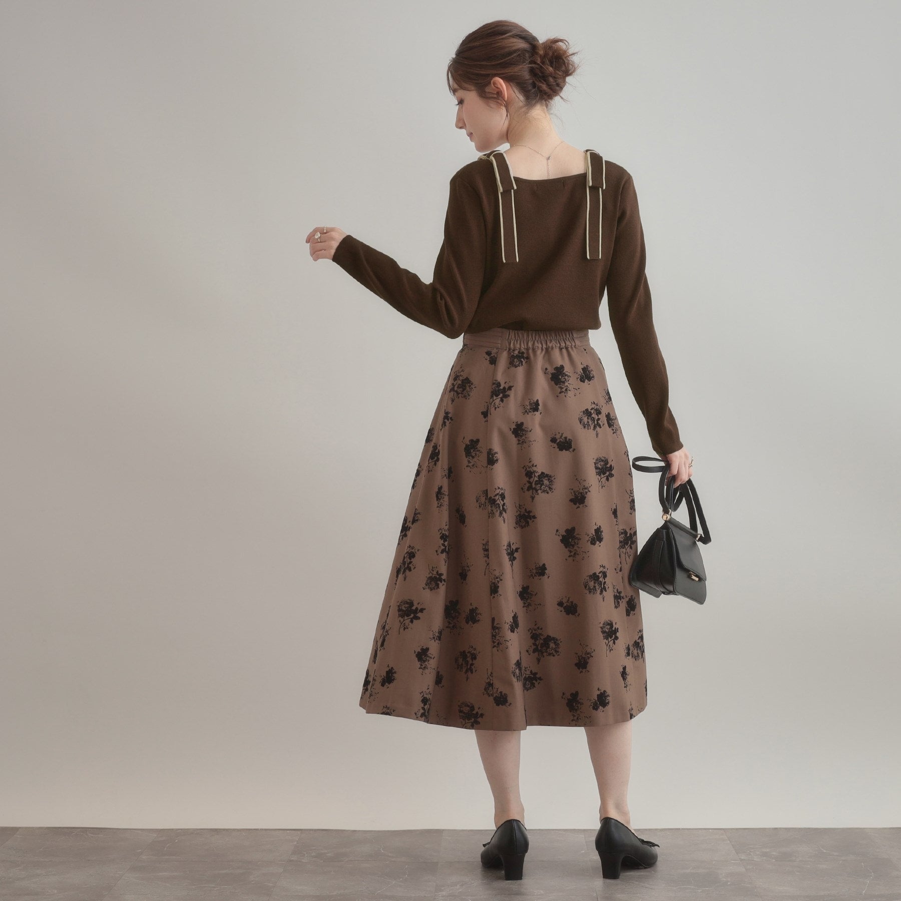 クチュール ブローチ Couture Brooch 配色リボン総針ニットトップス （アイボリー(004)） アイボリー(004)