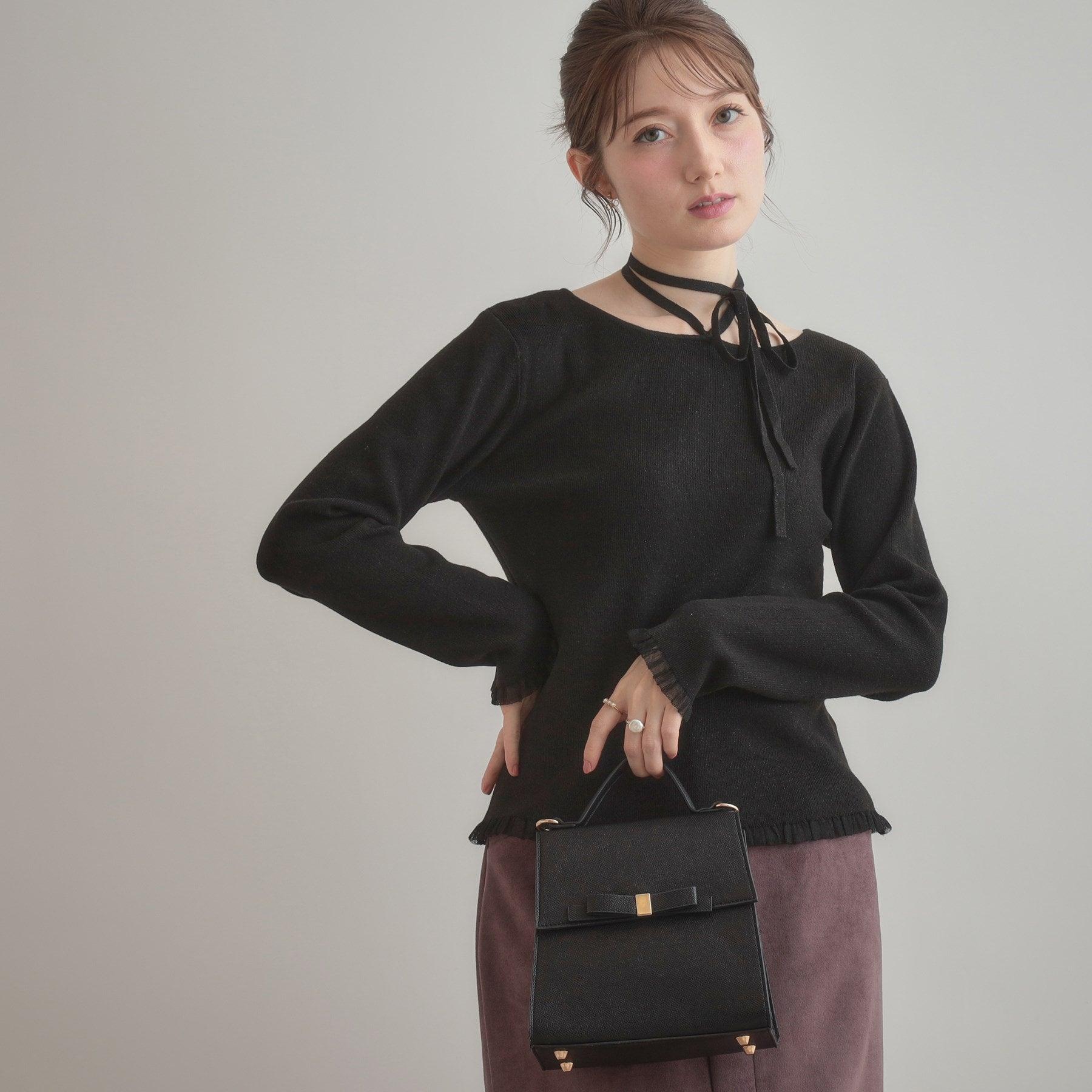 クチュール ブローチ Couture Brooch 前後2WAYラメリブ シアープチフリルニット （ライトグレー(011)） ライトグレー(011)