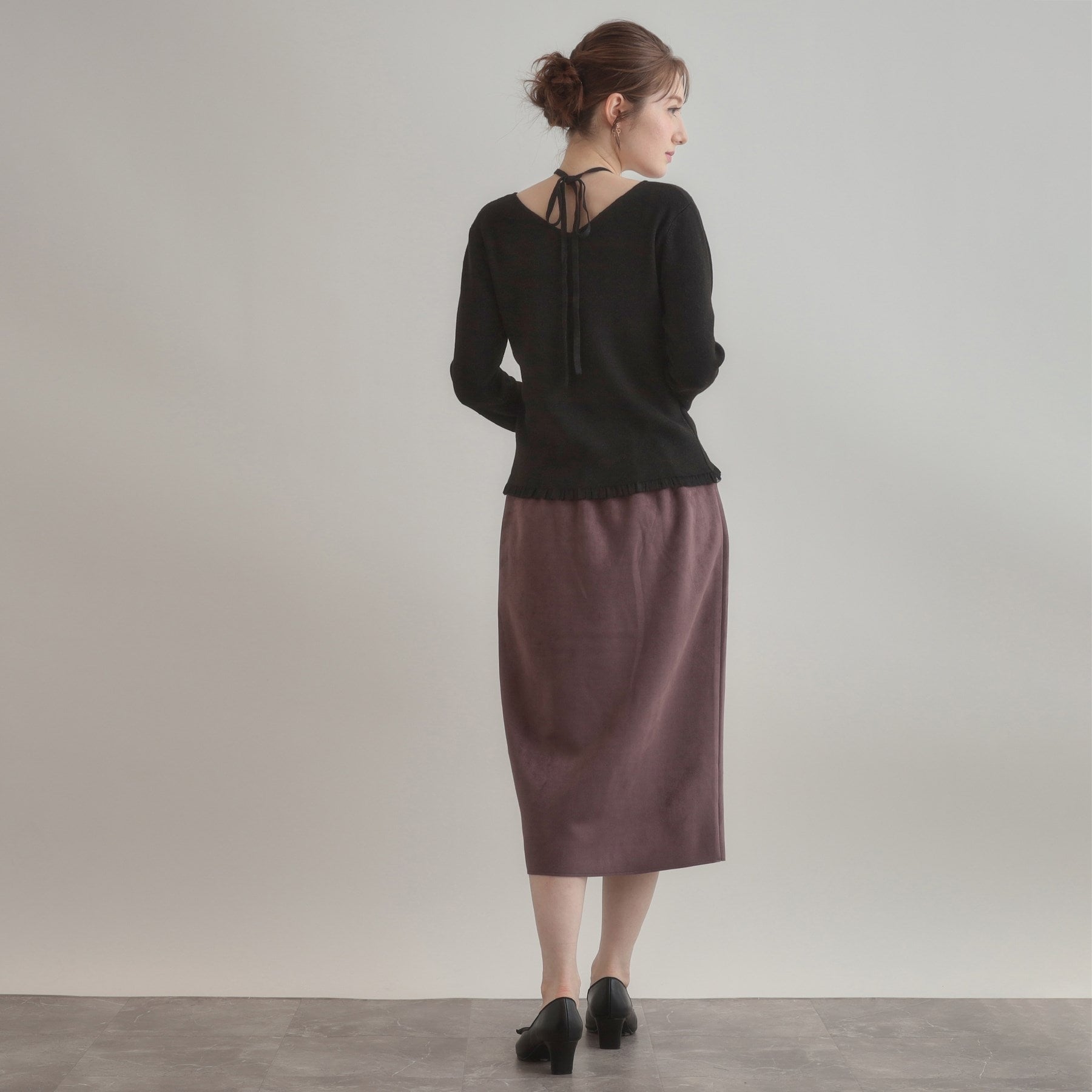 クチュール ブローチ Couture Brooch 前後2WAYラメリブ シアープチフリルニット （ライトグレー(011)） ライトグレー(011)