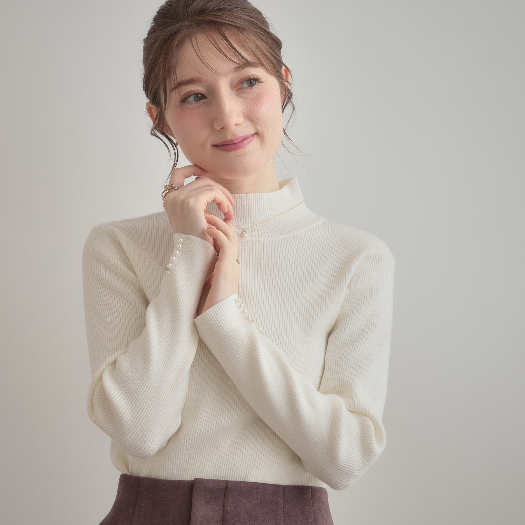 クチュール ブローチ Couture Brooch パール調リブニット （レッド(063)） レッド(063)