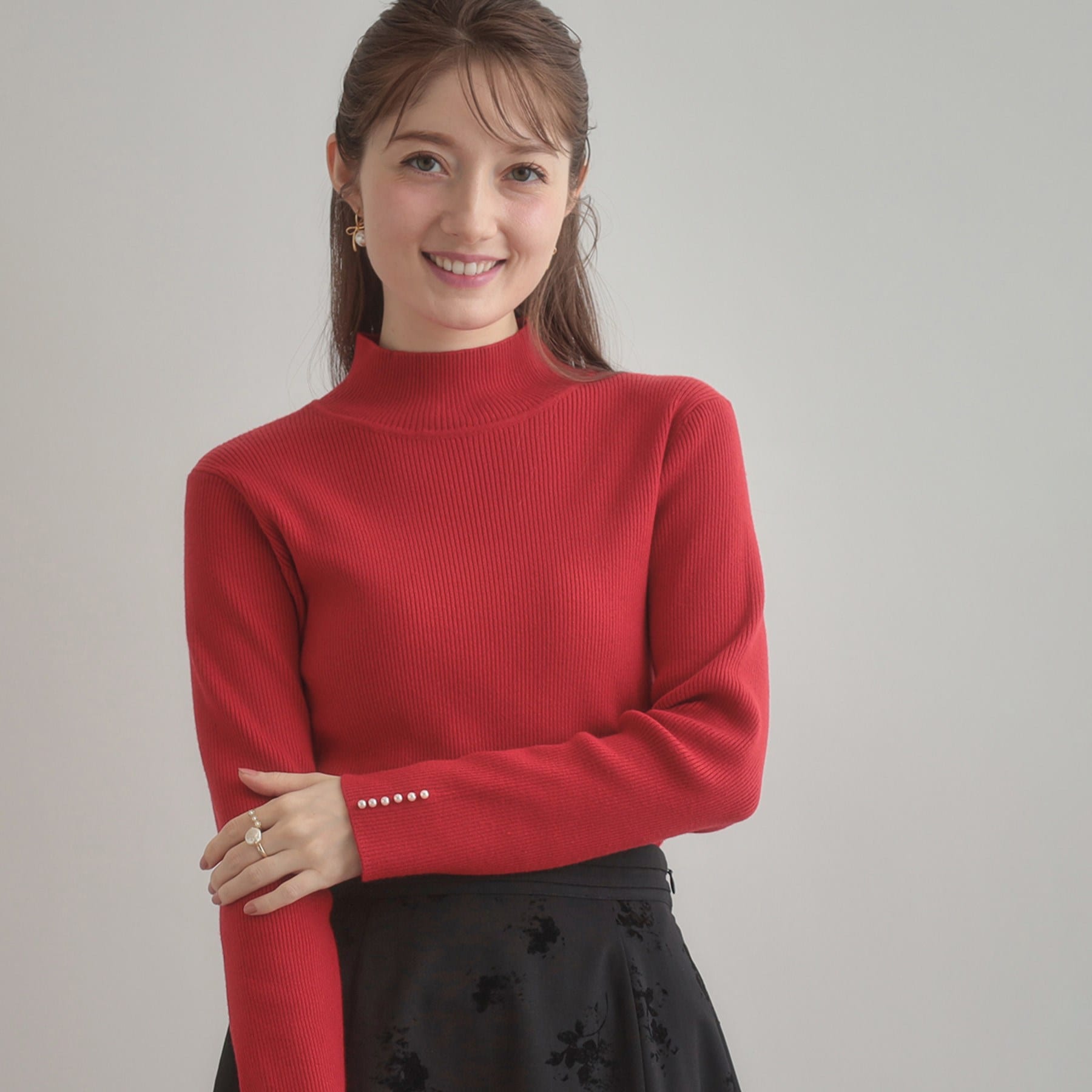 クチュール ブローチ Couture Brooch パール調リブニット （レッド(063)） レッド(063)