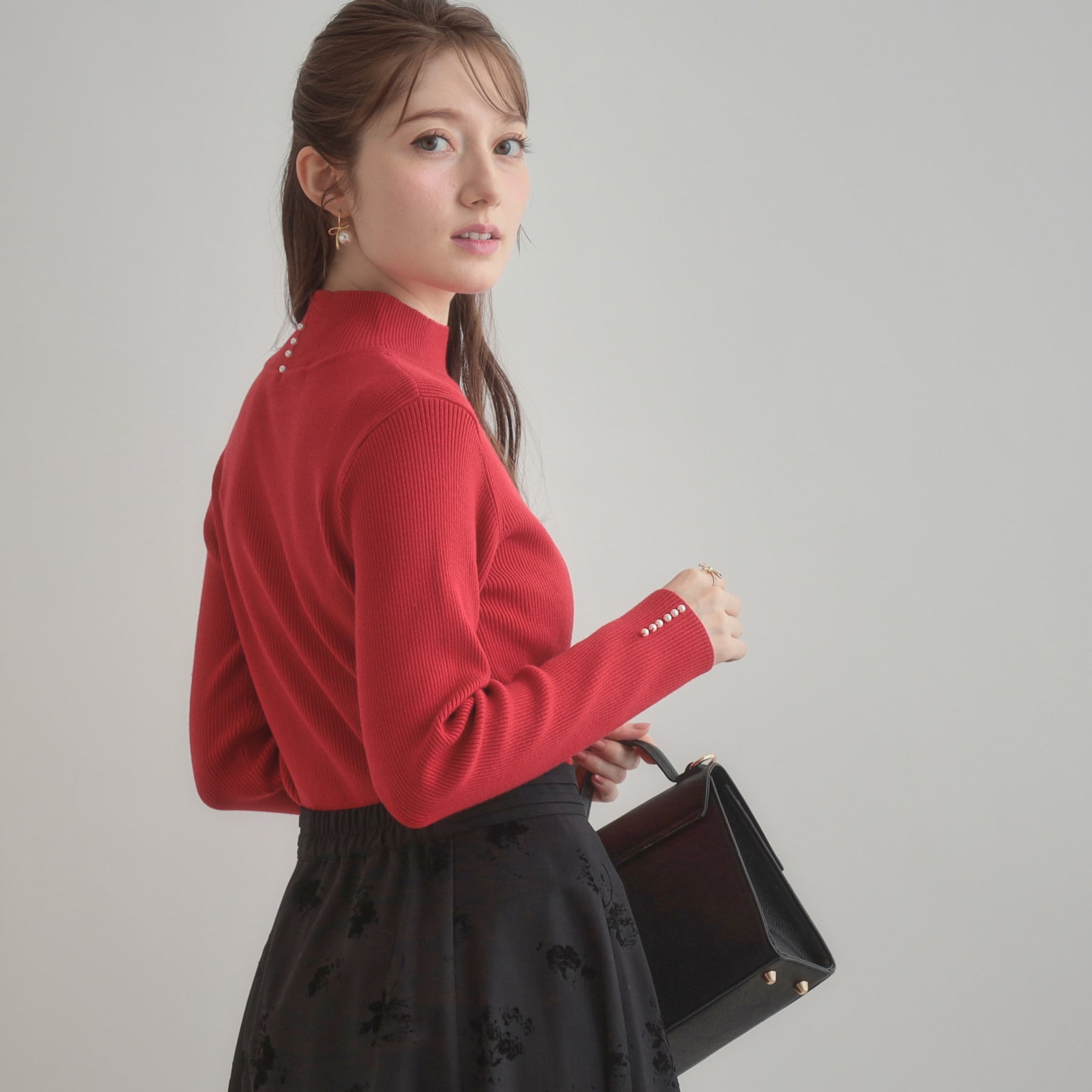 クチュール ブローチ Couture Brooch パール調リブニット （レッド(063)） レッド(063)