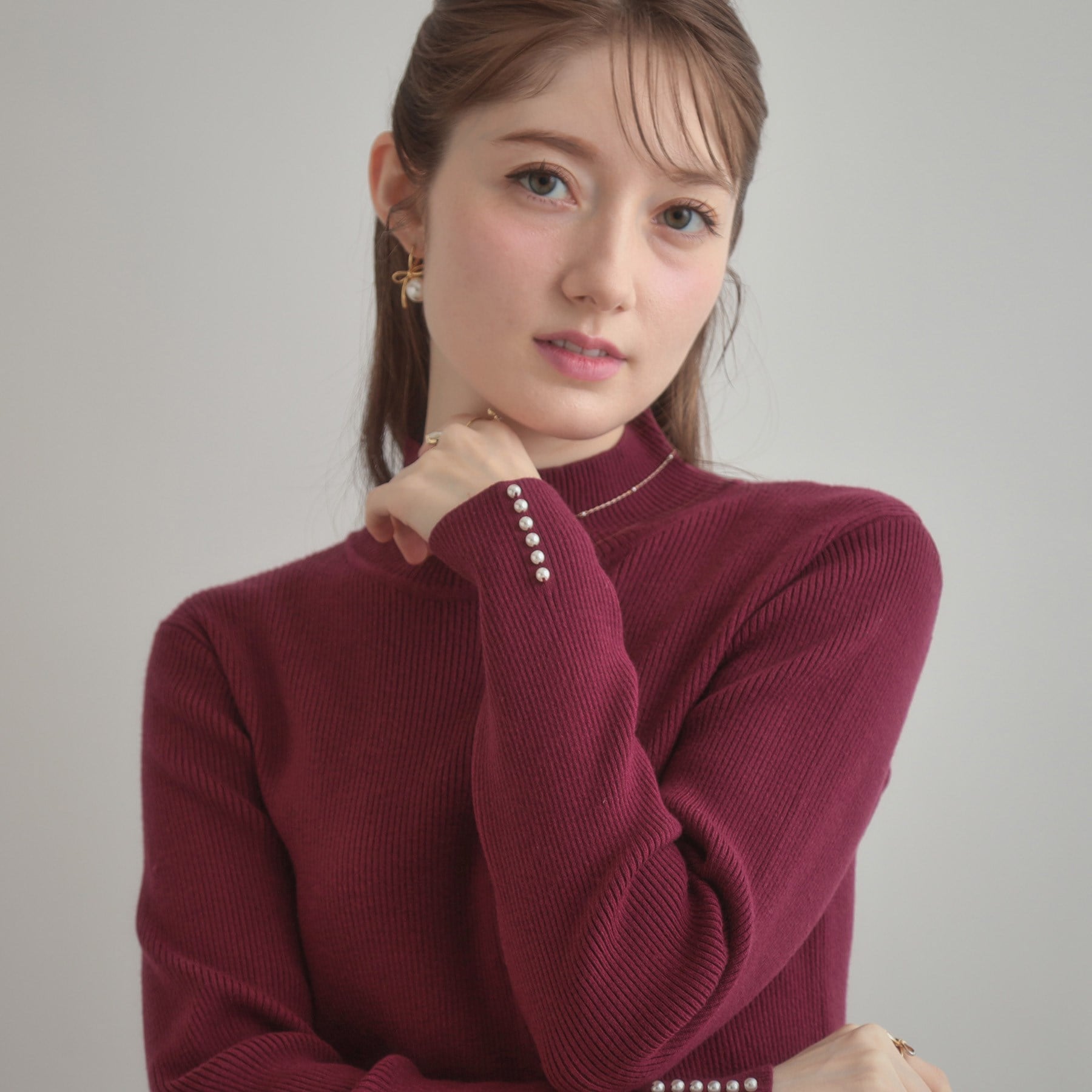 クチュール ブローチ Couture Brooch パール調リブニット （レッド(063)） レッド(063)