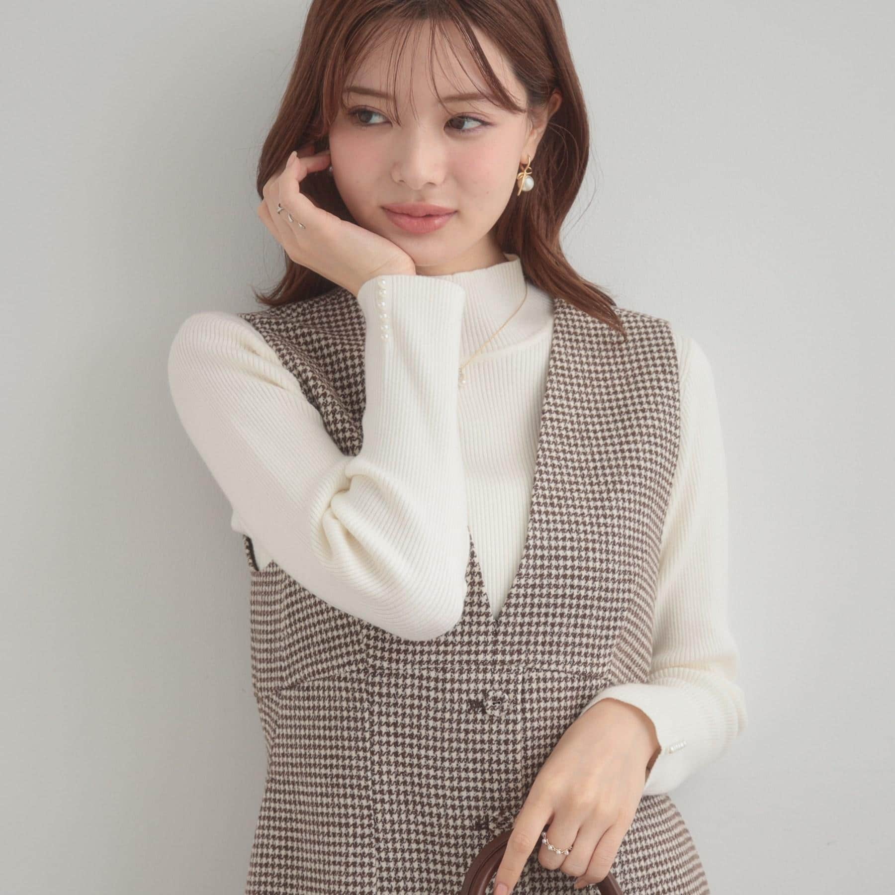 クチュール ブローチ Couture Brooch パール調リブニット （オフホワイト(003)） オフホワイト(003)