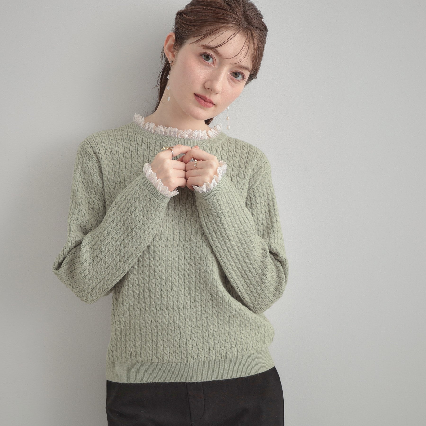 クチュール ブローチ Couture Brooch ケーブルレース バックリボンニット （ミントグリーン(021)） ミントグリーン(021)