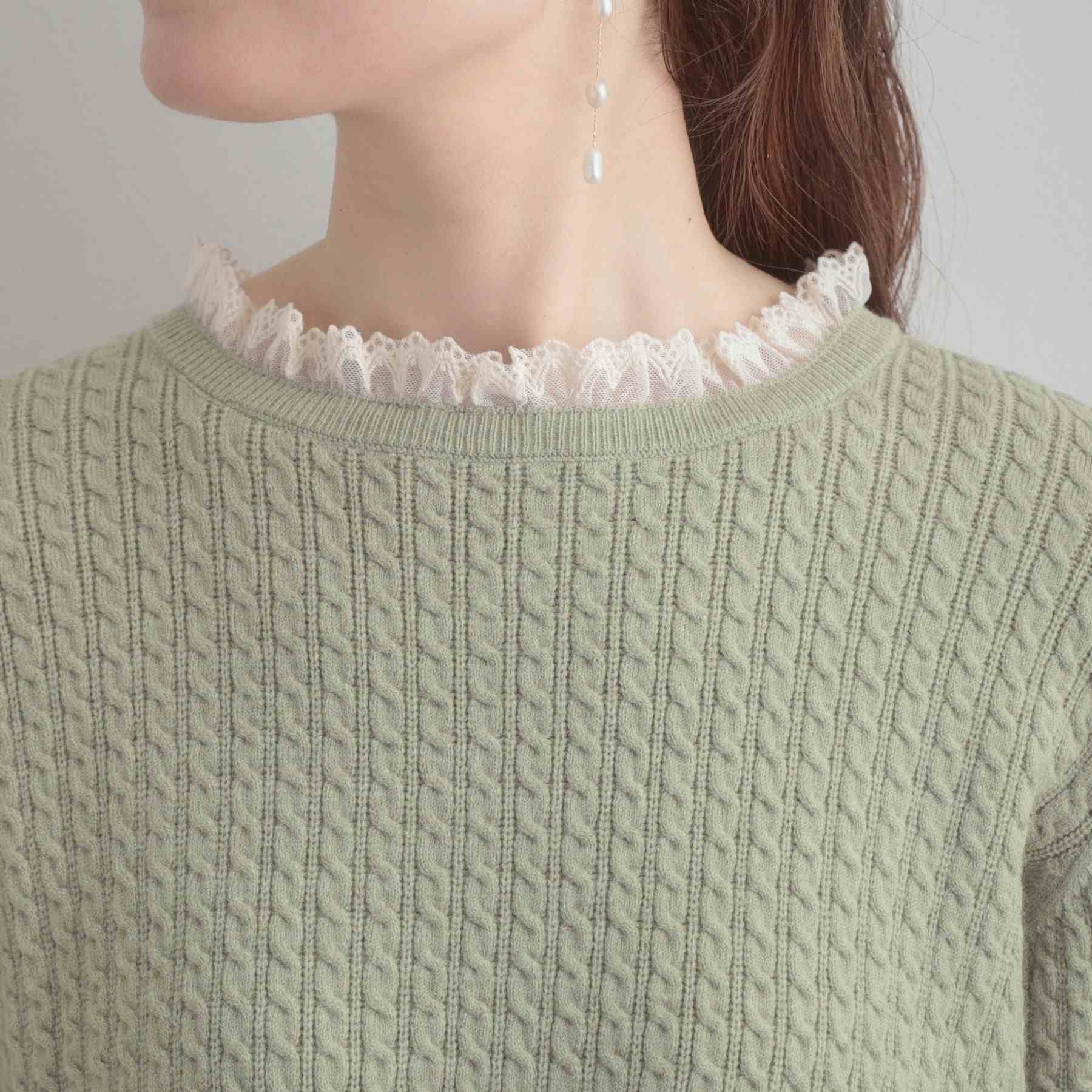 クチュール ブローチ Couture Brooch ケーブルレース バックリボンニット （ミントグリーン(021)） ミントグリーン(021)