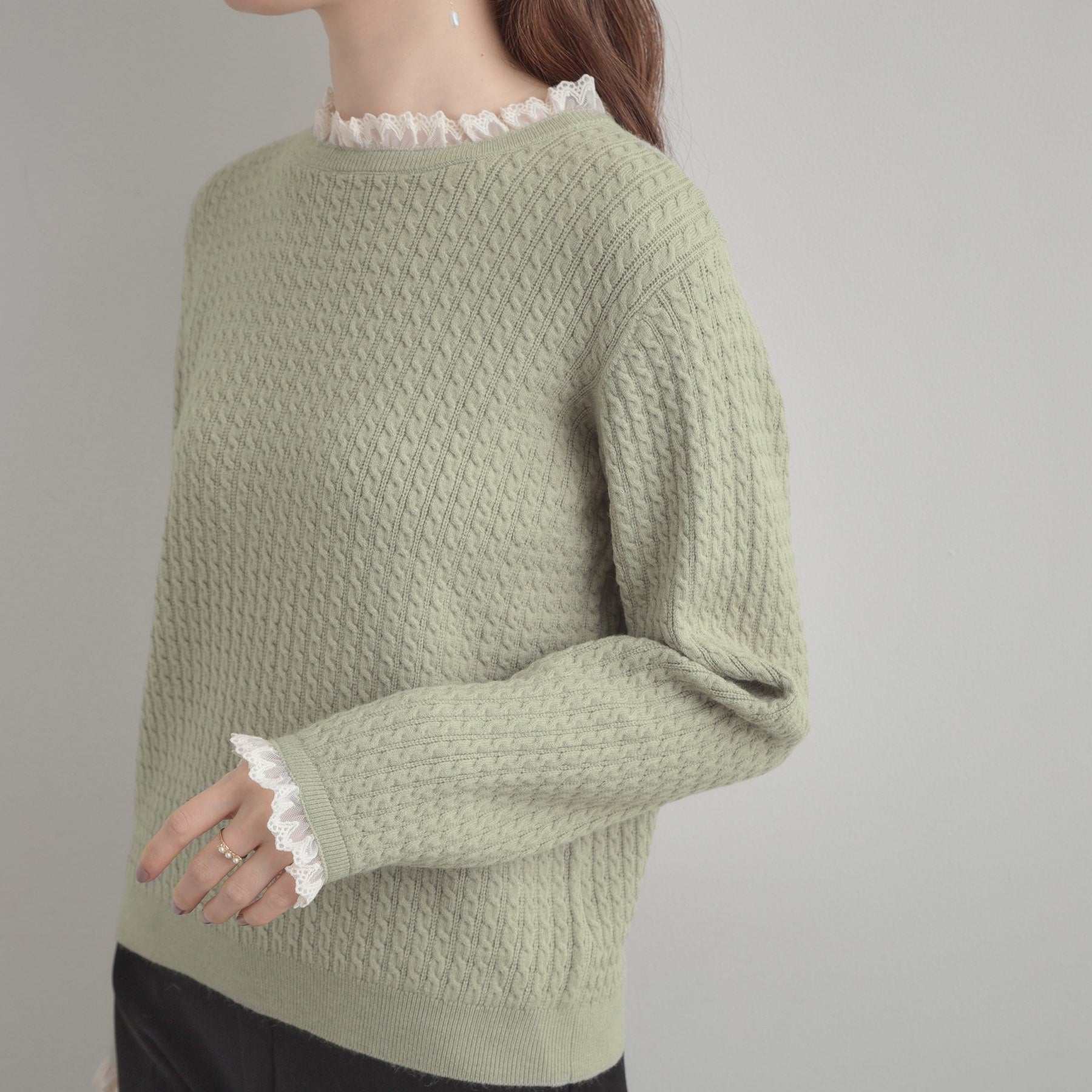 クチュール ブローチ Couture Brooch ケーブルレース バックリボンニット （ミントグリーン(021)） ミントグリーン(021)