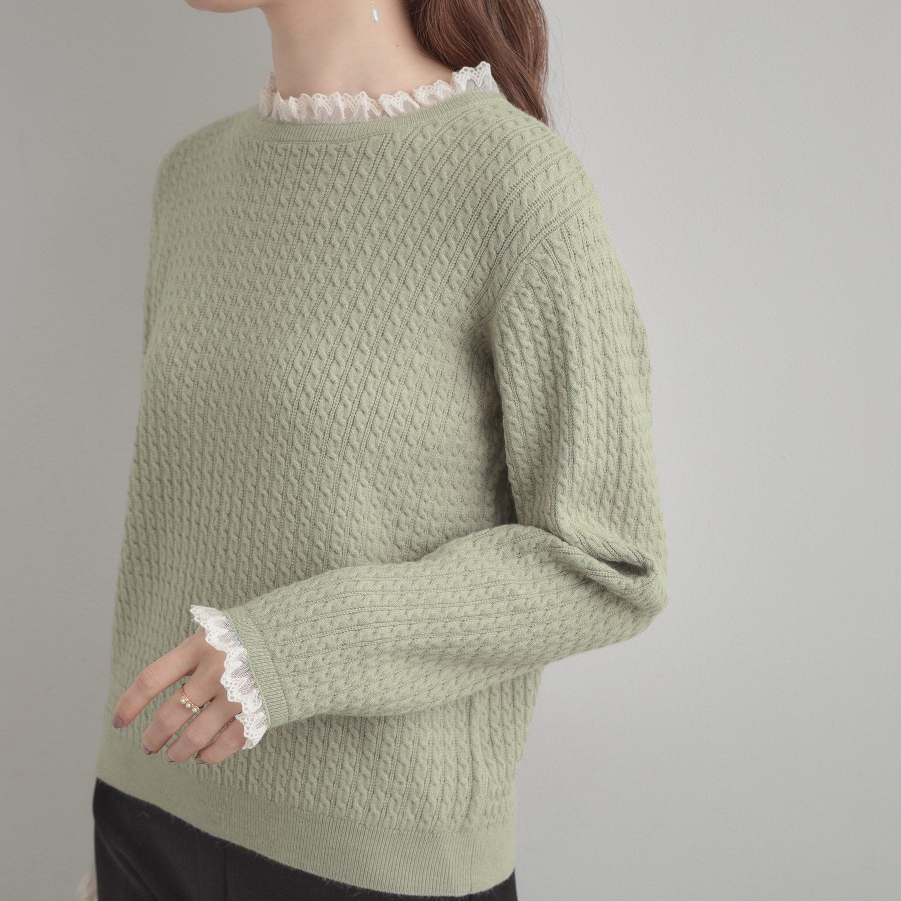 クチュール ブローチ Couture Brooch ケーブルレース バックリボンニット （ミントグリーン(021)） ミントグリーン(021)