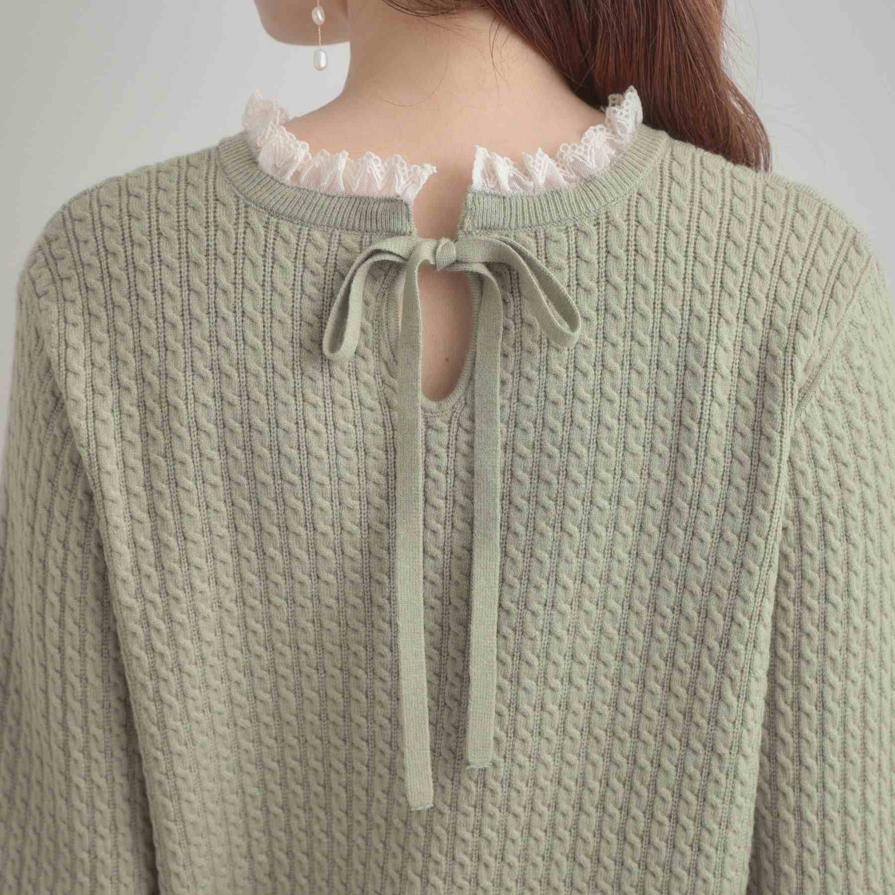 クチュール ブローチ Couture Brooch ケーブルレース バックリボンニット （ミントグリーン(021)） ミントグリーン(021)