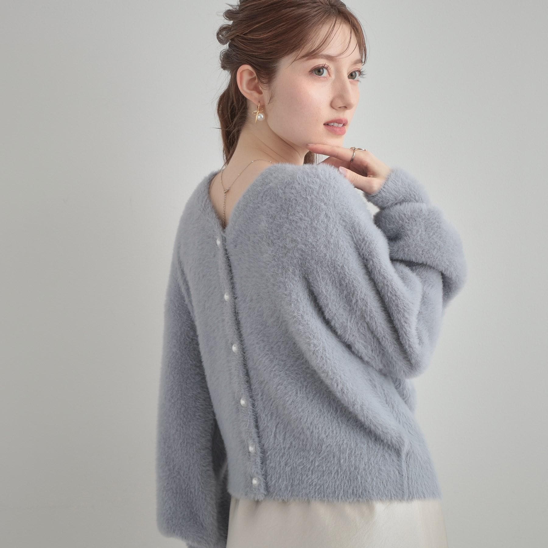 クチュール ブローチ Couture Brooch フェザーカーディトップス （サックスブルー(090)） サックスブルー(090)