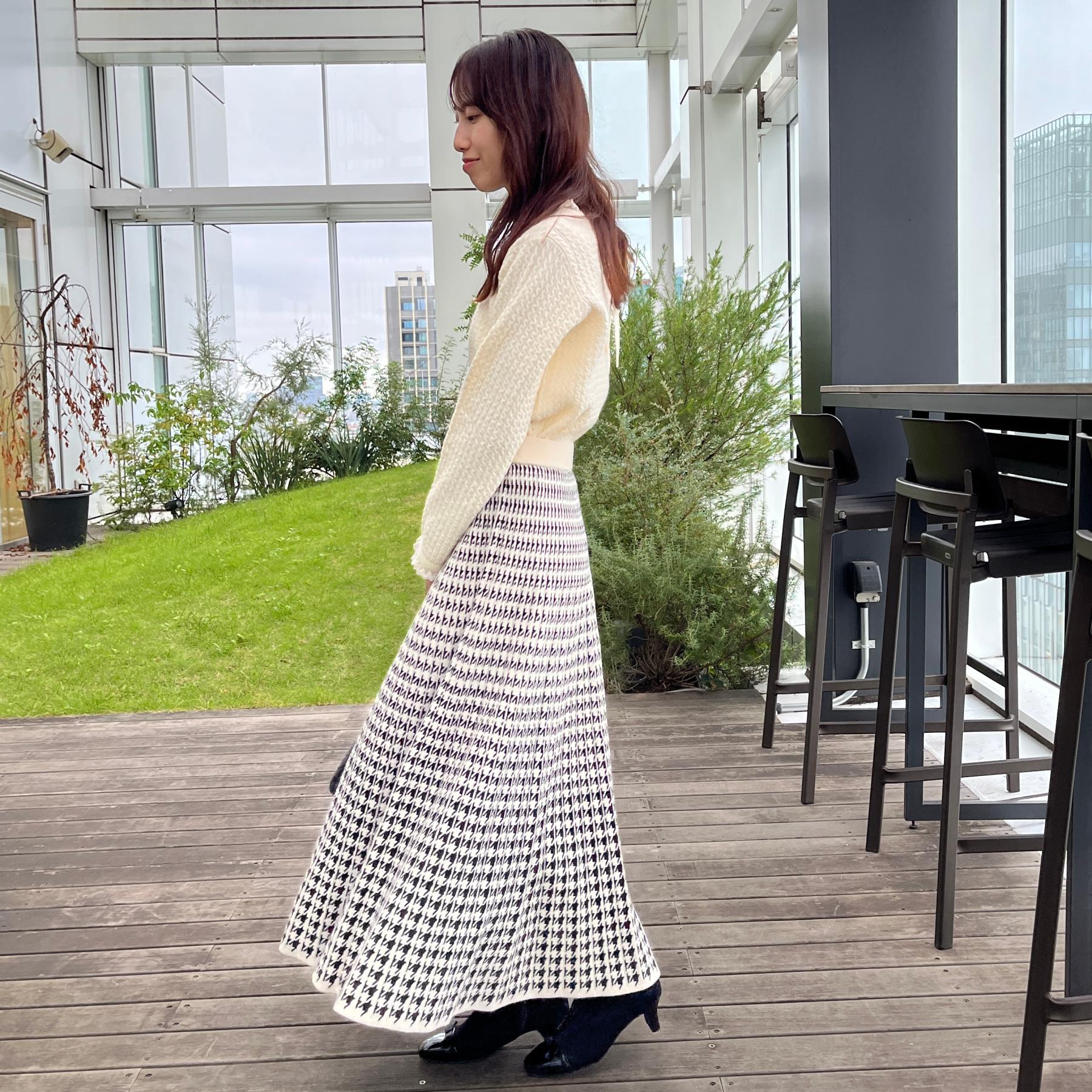 クチュール ブローチ Couture Brooch 千鳥JQニットプリーツスカート （ネイビー(294)） ネイビー(294)