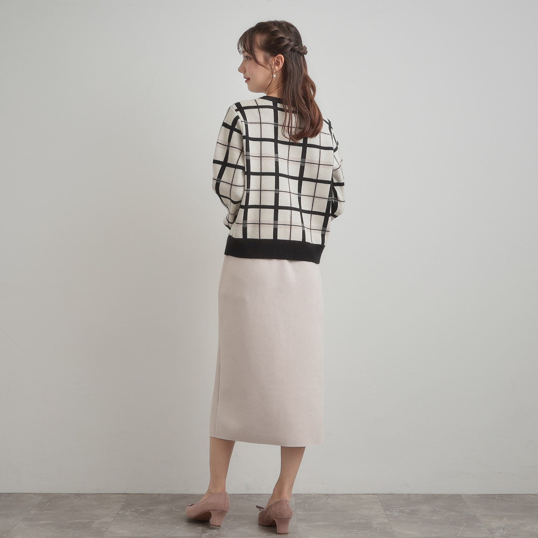 クチュール ブローチ Couture Brooch チェックジャカードニットカーディガン （ネイビー(294)） ネイビー(294)