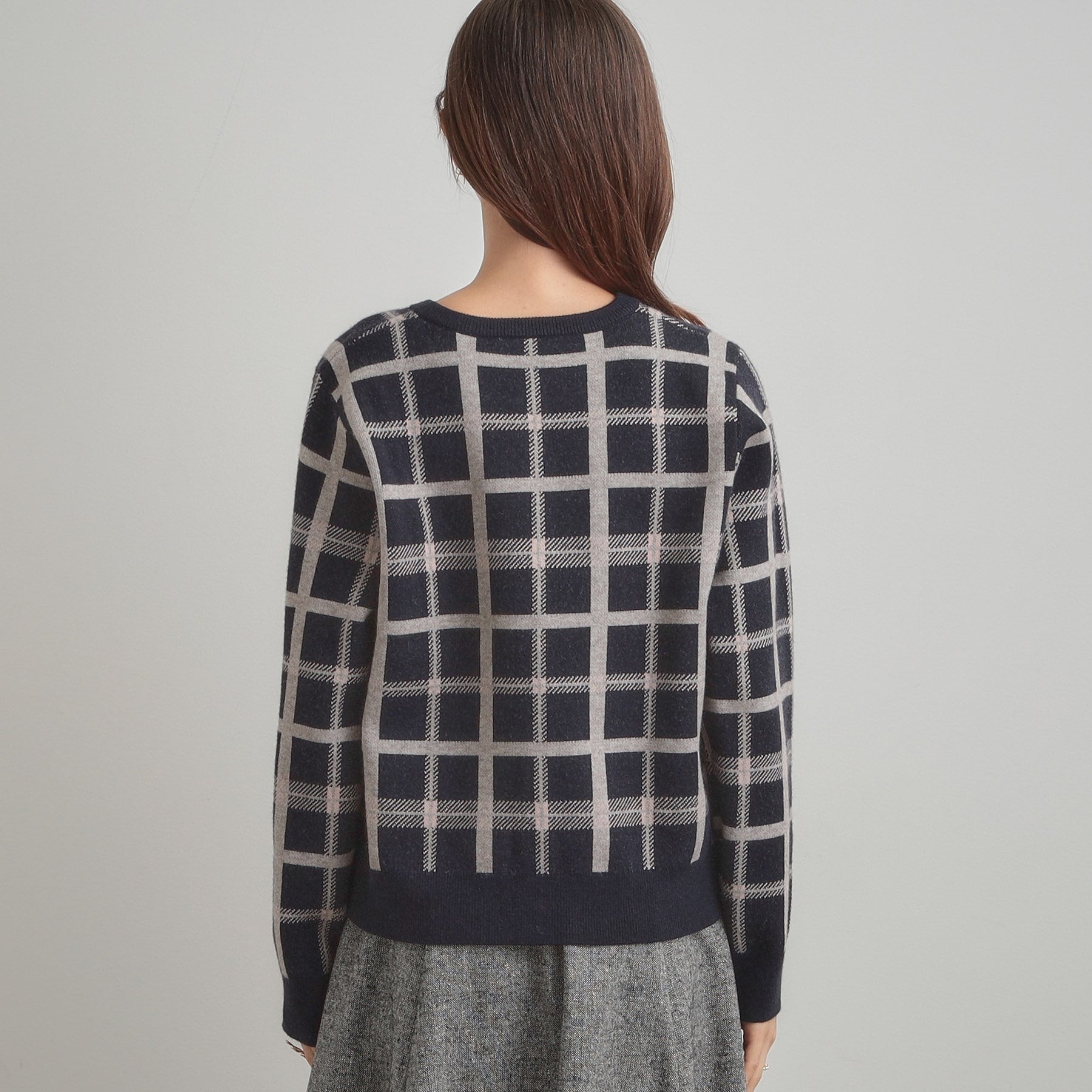 クチュール ブローチ Couture Brooch チェックジャカードニットカーディガン （ネイビー(294)） ネイビー(294)