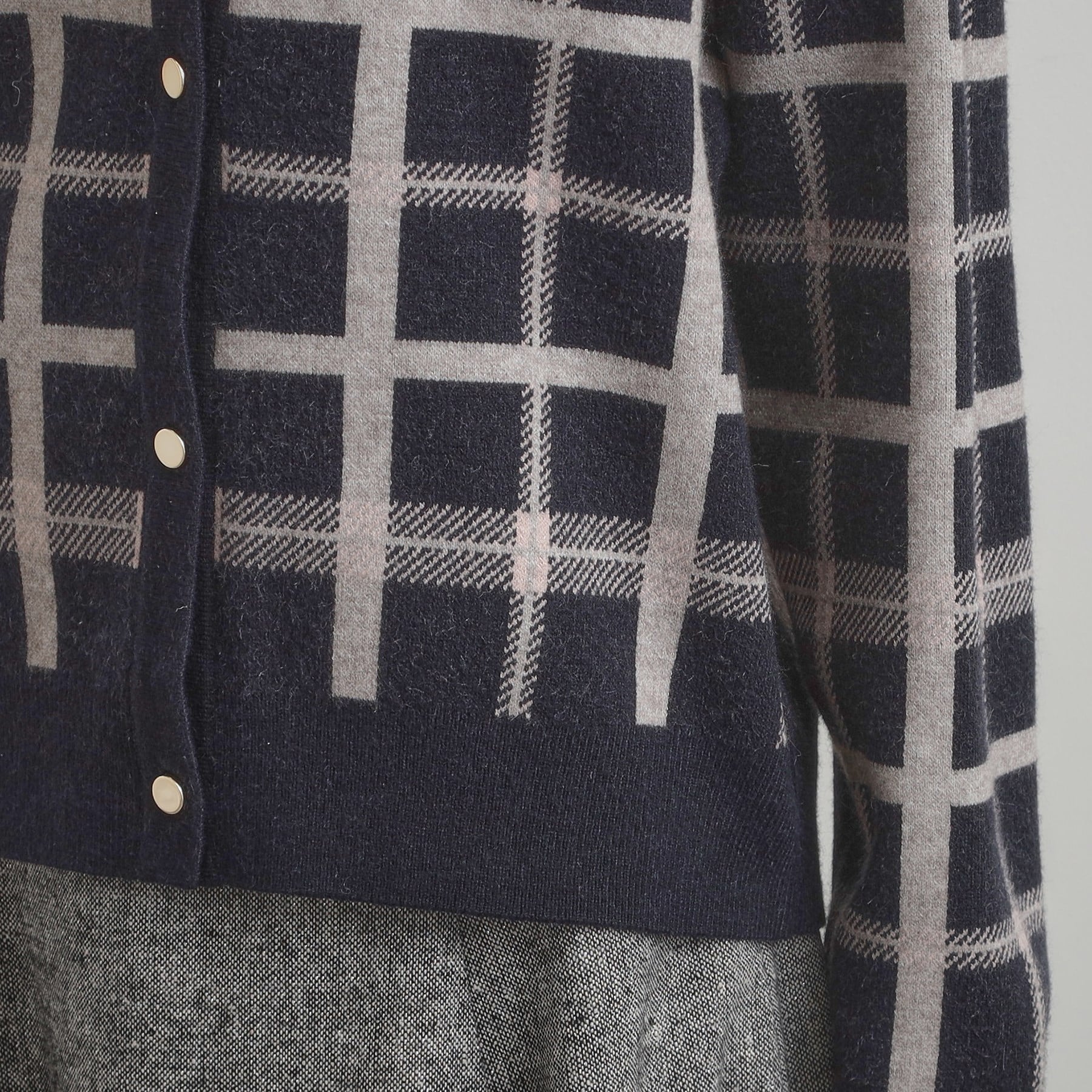 クチュール ブローチ Couture Brooch チェックジャカードニットカーディガン （ネイビー(294)） ネイビー(294)