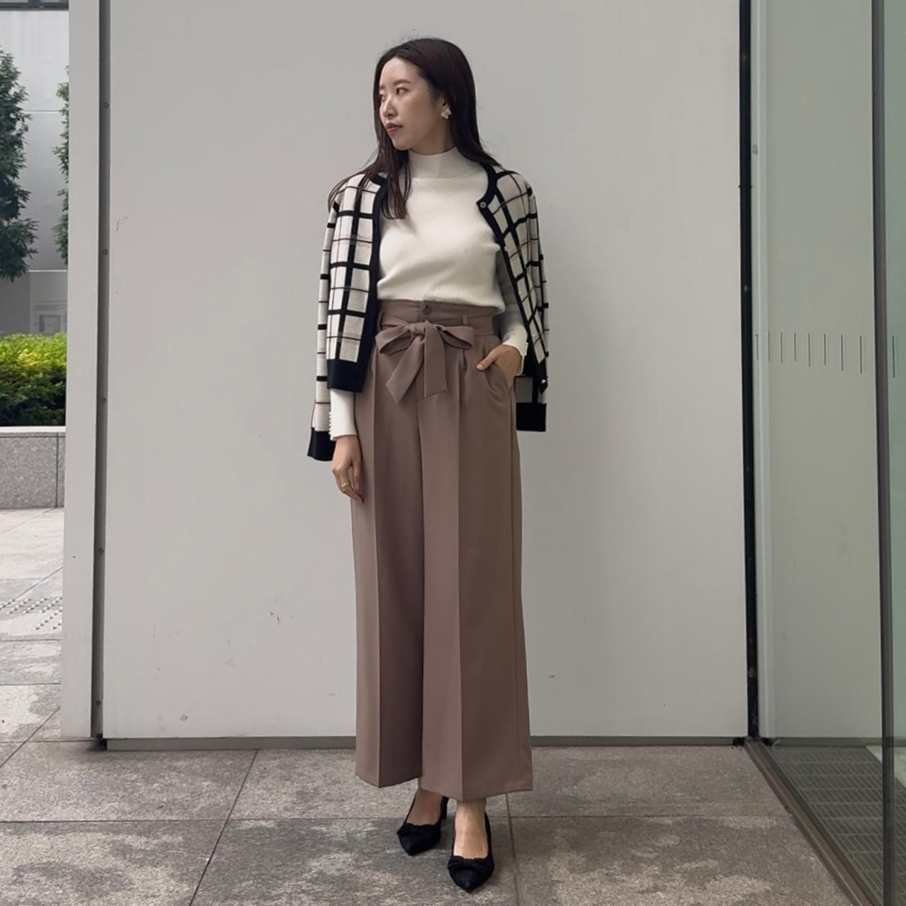 クチュール ブローチ Couture Brooch チェックジャカードニットカーディガン （ネイビー(294)） ネイビー(294)