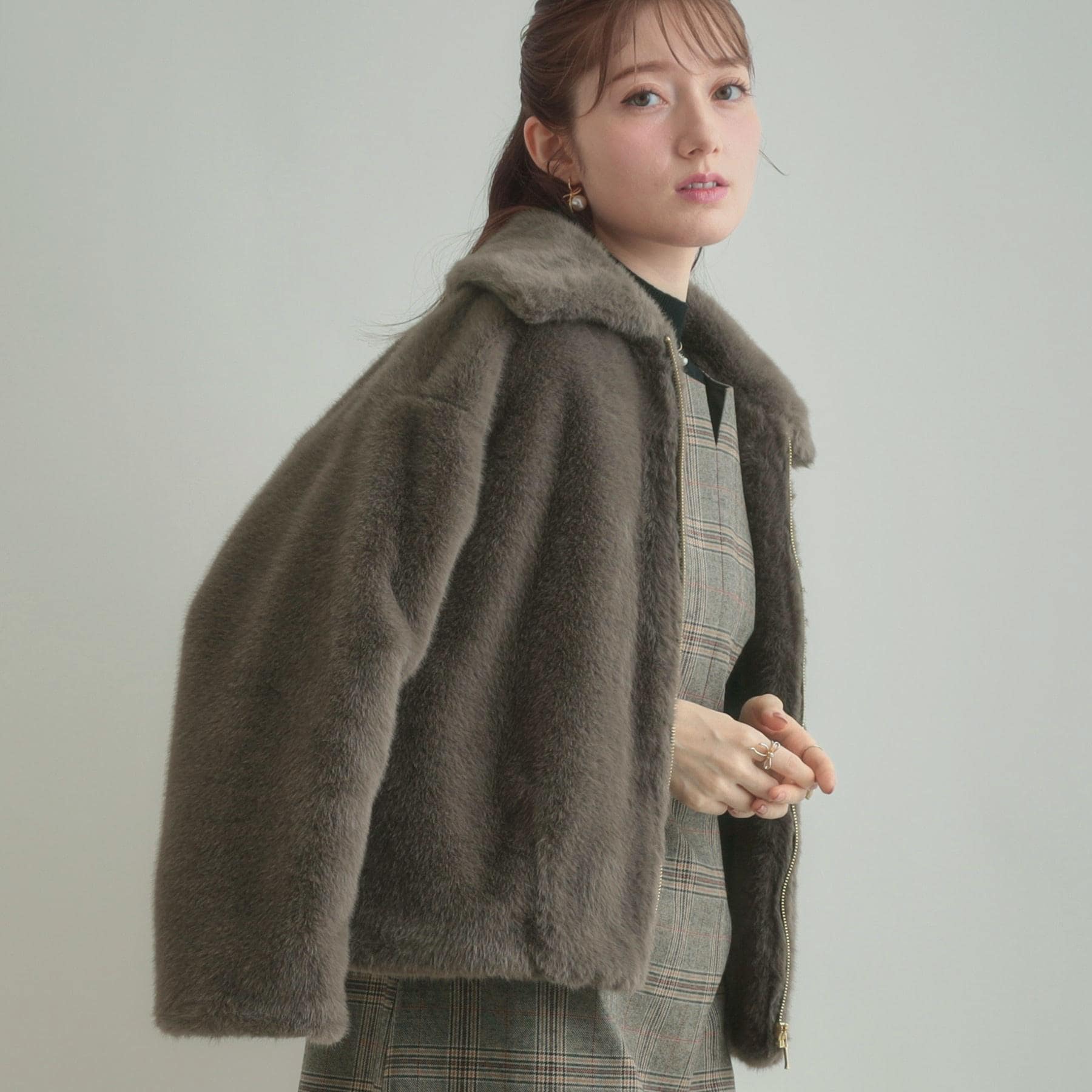 クチュール ブローチ Couture Brooch ミンクフェイクファーアウター （モカブラウン(042)） モカブラウン(042)