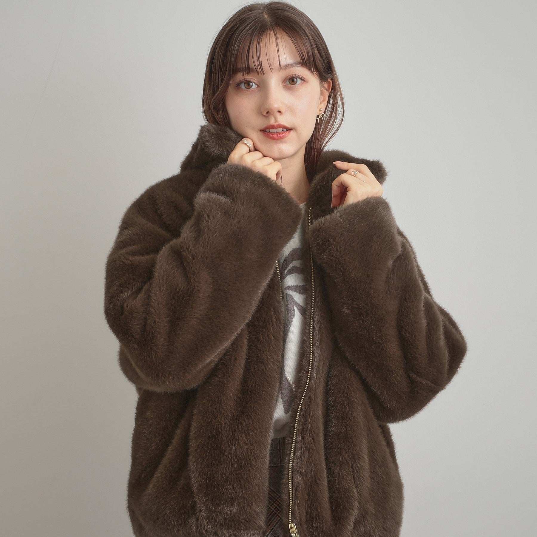 クチュール ブローチ Couture Brooch ミンクフェイクファーアウター （モカブラウン(042)） モカブラウン(042)