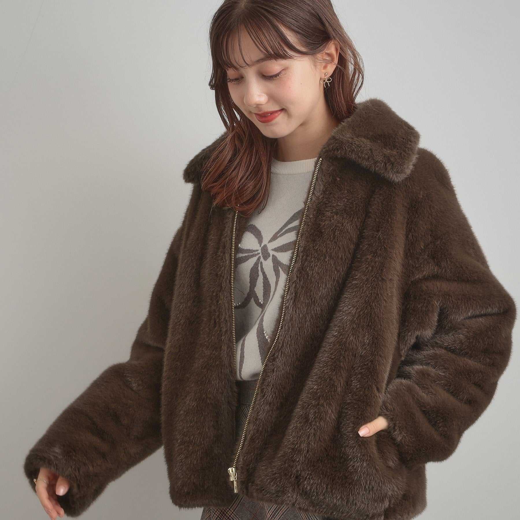 クチュール ブローチ Couture Brooch ミンクフェイクファーアウター （モカブラウン(042)） モカブラウン(042)