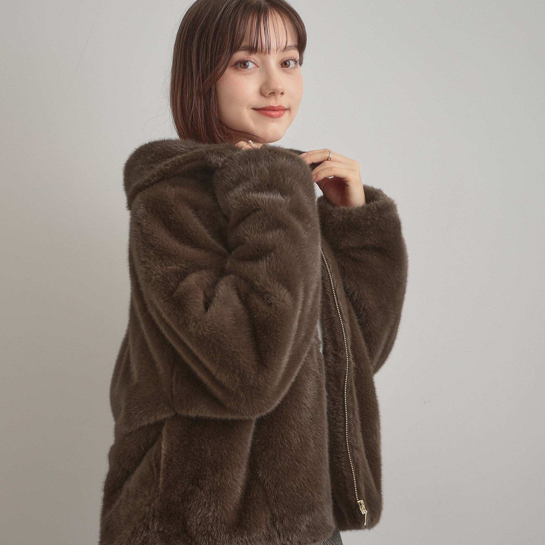 クチュール ブローチ Couture Brooch ミンクフェイクファーアウター （モカブラウン(042)） モカブラウン(042)