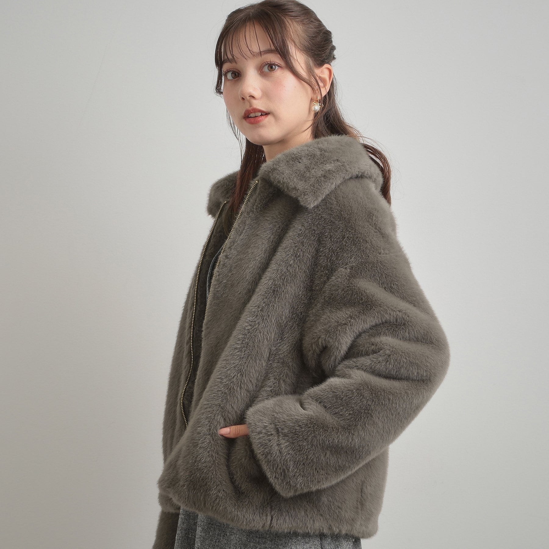 クチュール ブローチ Couture Brooch ミンクフェイクファーアウター （モカブラウン(042)） モカブラウン(042)