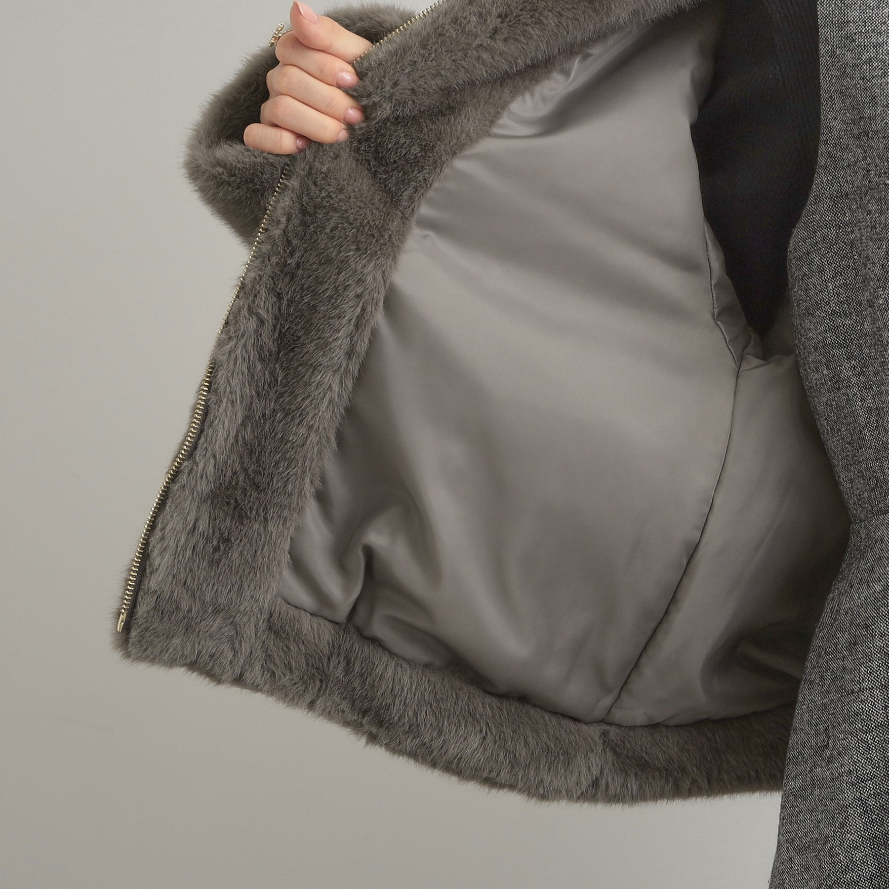 クチュール ブローチ Couture Brooch ミンクフェイクファーアウター （モカブラウン(042)） モカブラウン(042)