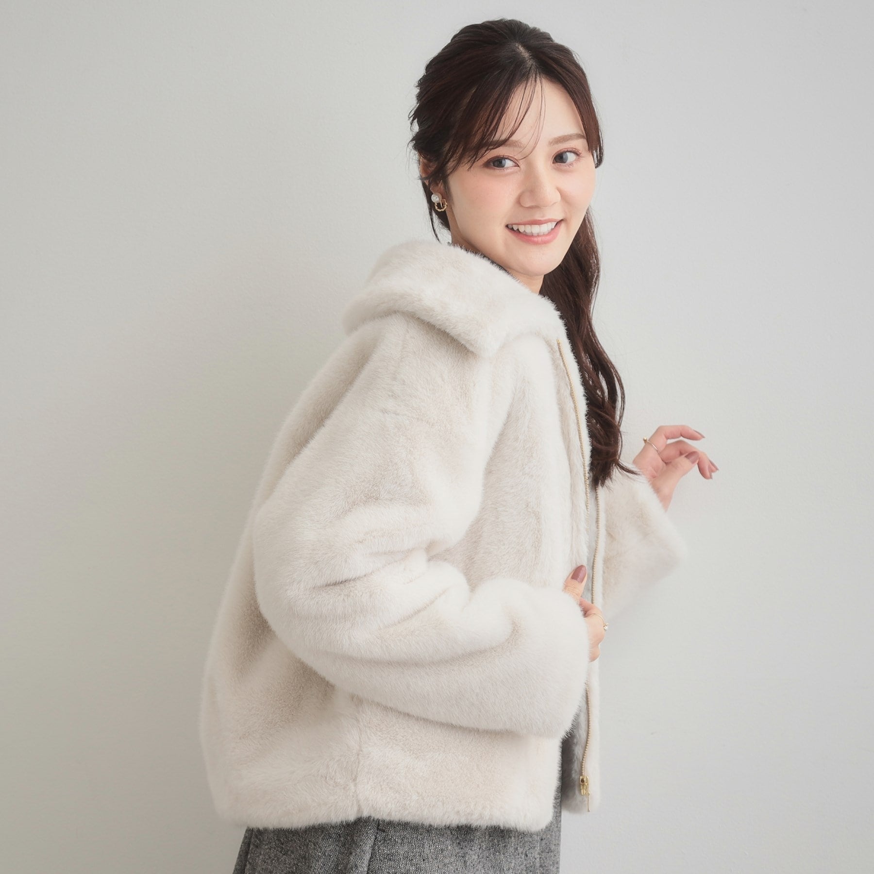 クチュール ブローチ Couture Brooch ミンクフェイクファーアウター （モカブラウン(042)） モカブラウン(042)