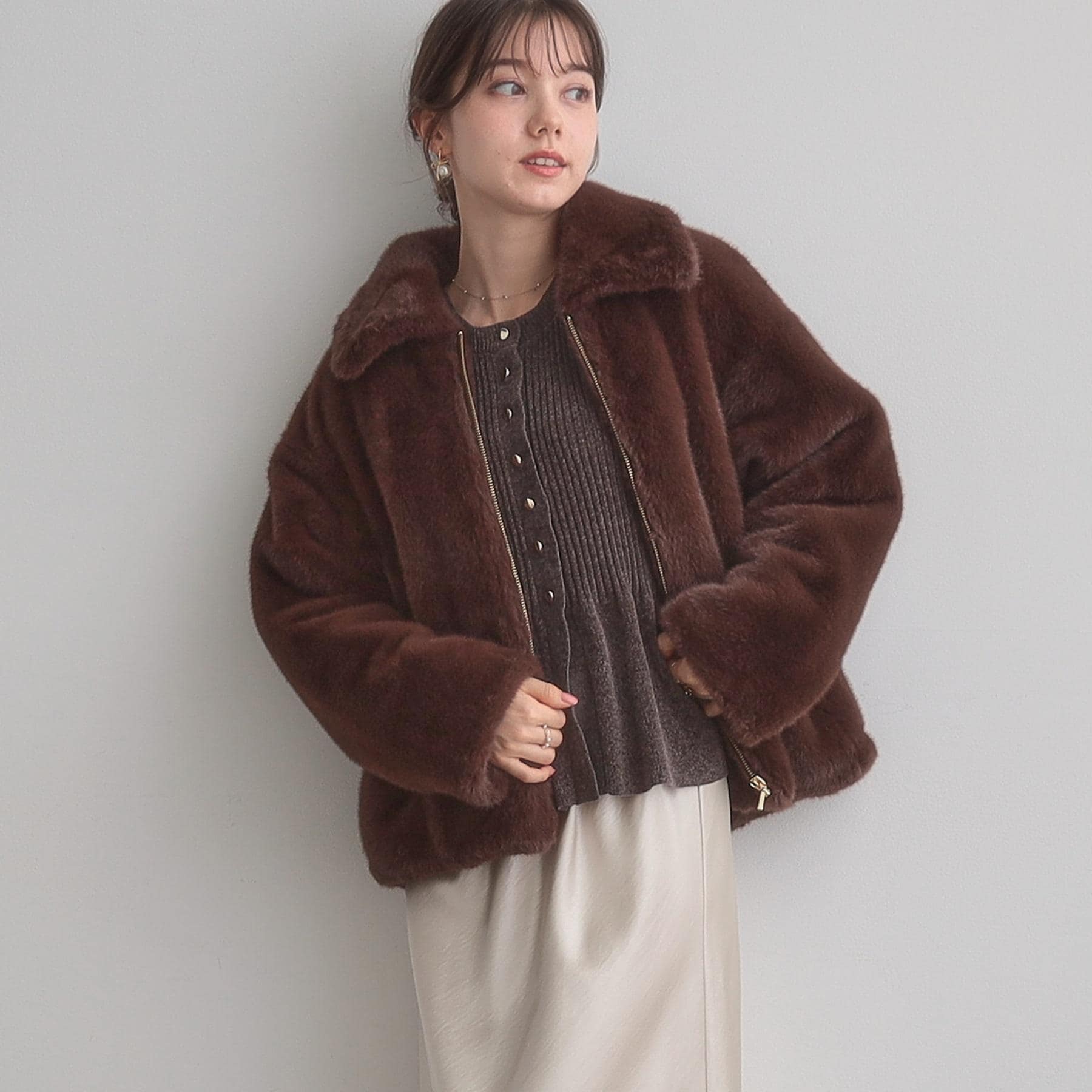 クチュール ブローチ Couture Brooch ミンクフェイクファーアウター （ブラウン(043)） ブラウン(043)