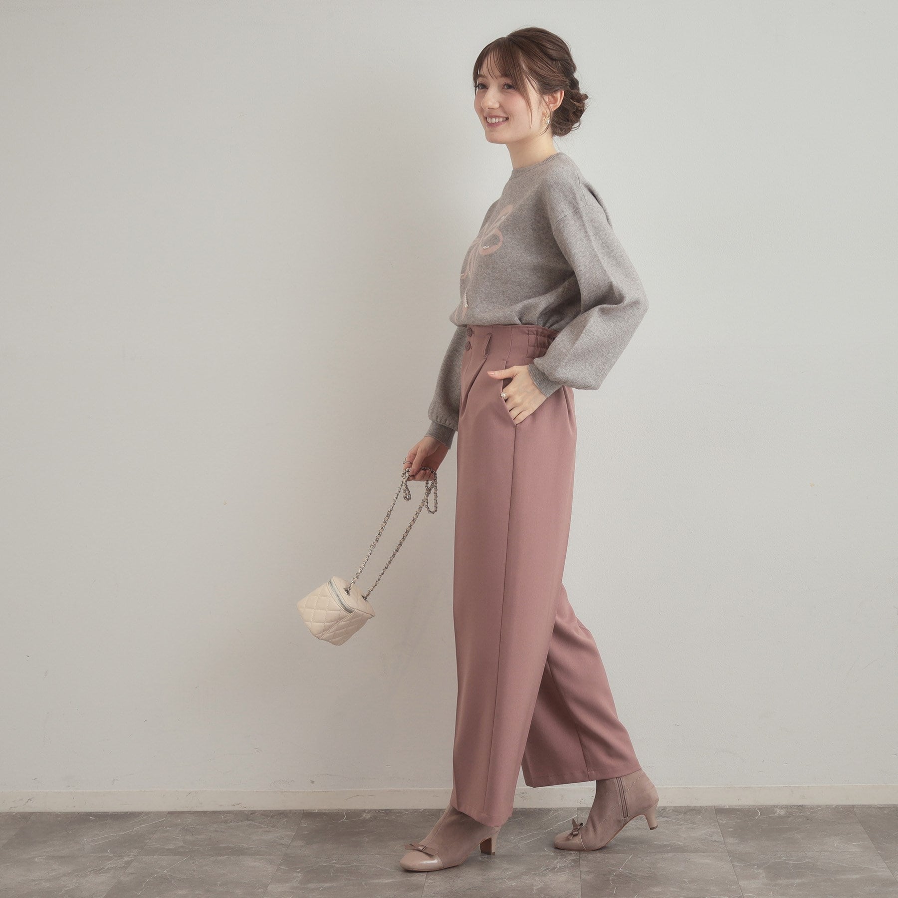 クチュール ブローチ Couture Brooch リボンジャガードニットトップス （オフホワイト(103)） オフホワイト(103)