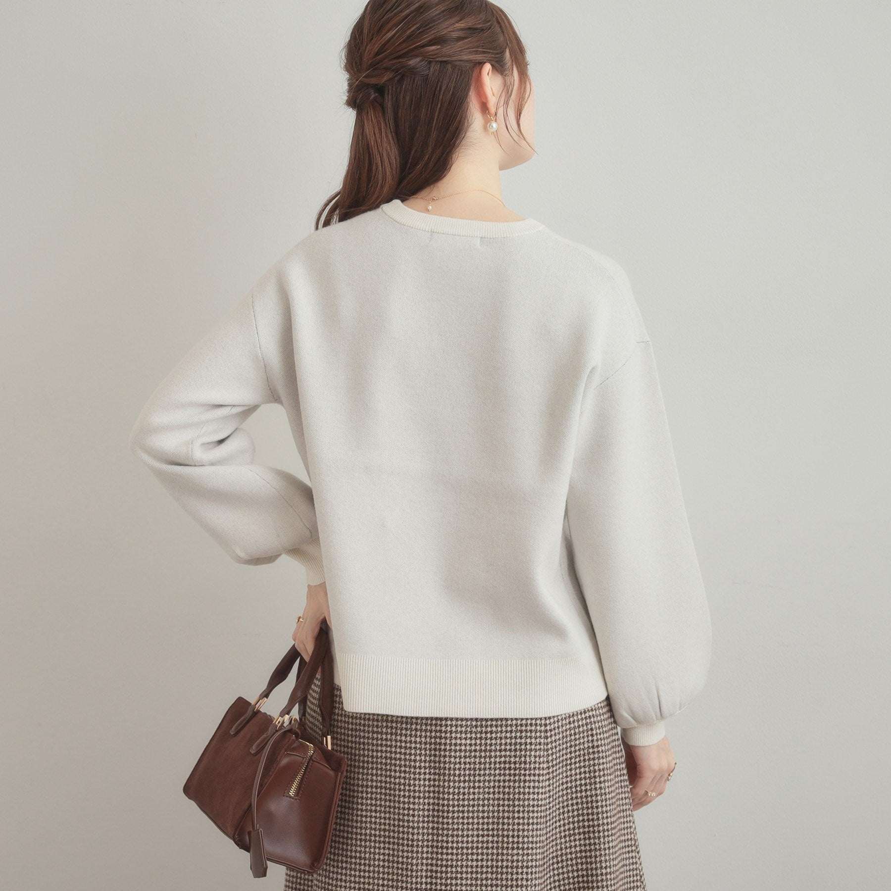 クチュール ブローチ Couture Brooch リボンジャガードニットトップス （オフホワイト(103)） オフホワイト(103)