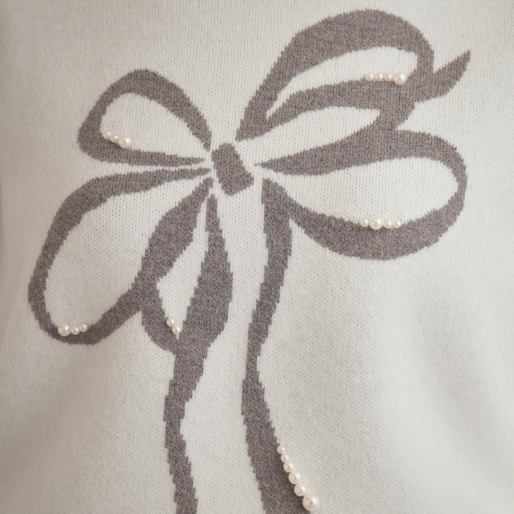 クチュール ブローチ Couture Brooch リボンジャガードニットトップス （オフホワイト(103)） オフホワイト(103)