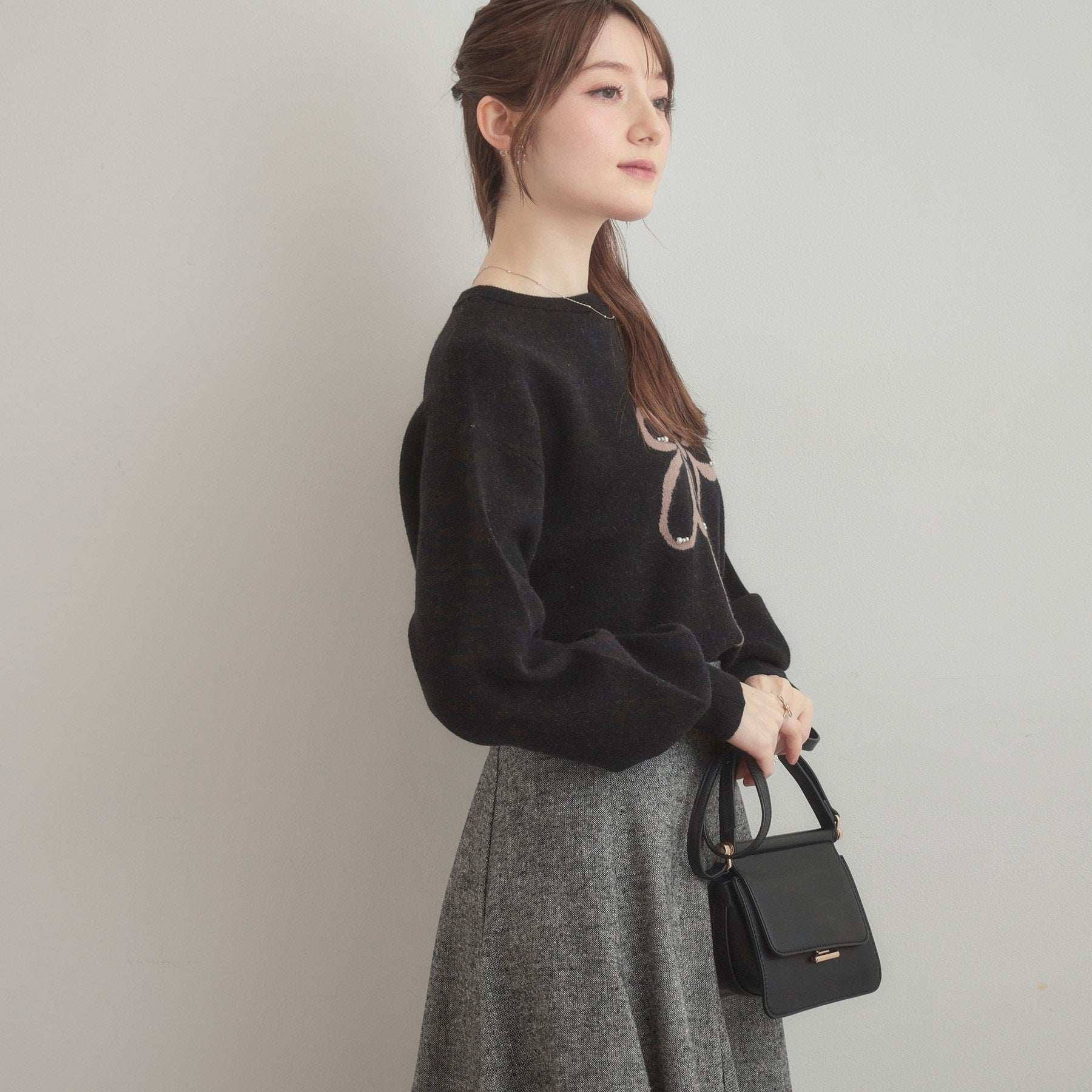 クチュール ブローチ Couture Brooch リボンジャガードニットトップス （オフホワイト(103)） オフホワイト(103)