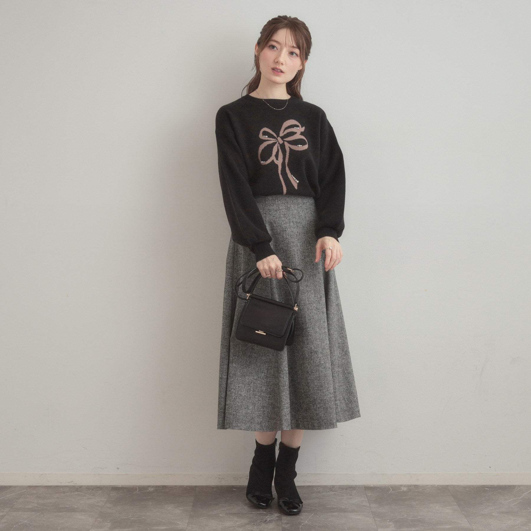 クチュール ブローチ Couture Brooch リボンジャガードニットトップス （オフホワイト(103)） オフホワイト(103)