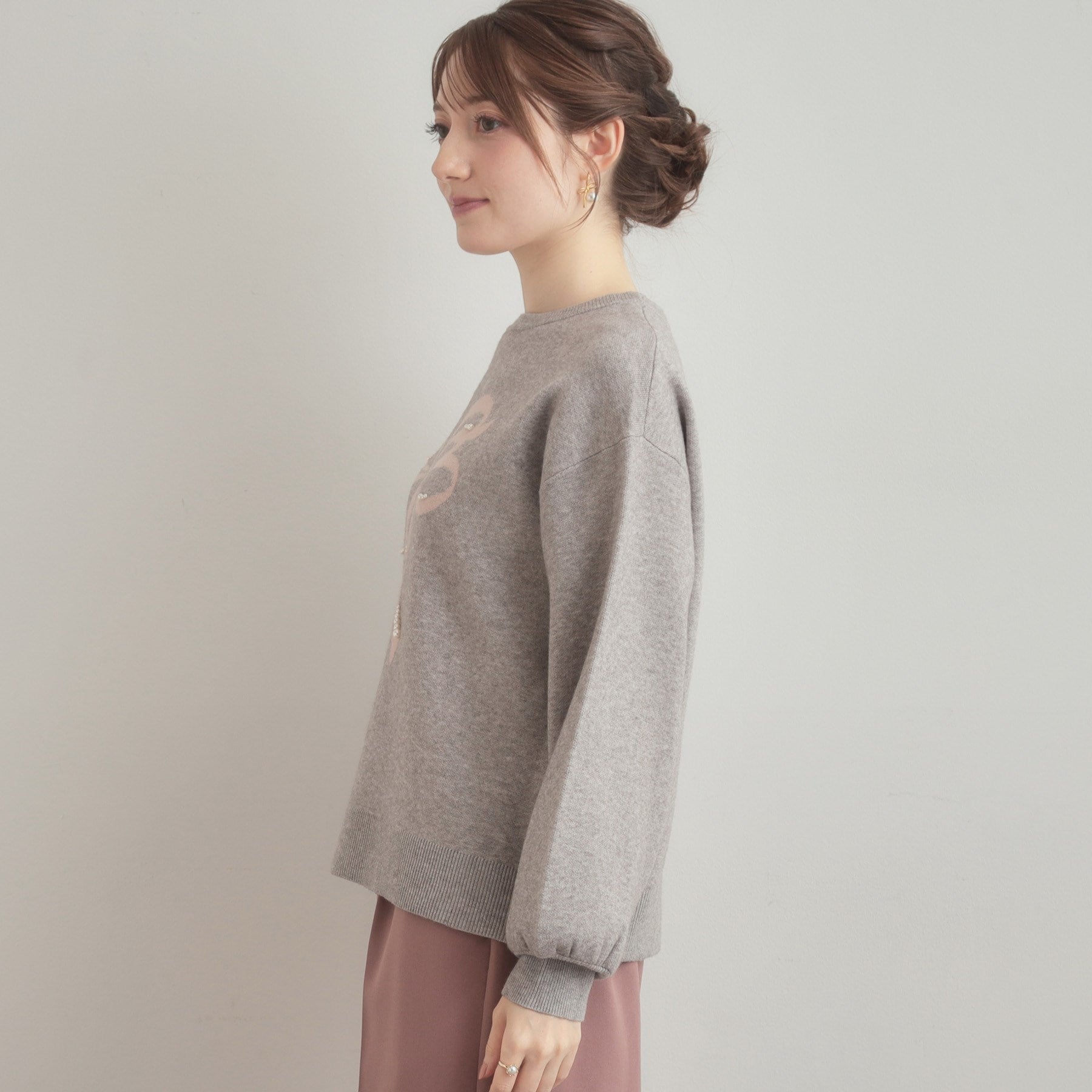 クチュール ブローチ Couture Brooch リボンジャガードニットトップス （オフホワイト(103)） オフホワイト(103)