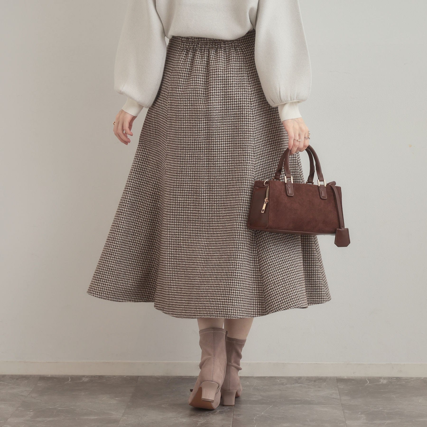 クチュール ブローチ Couture Brooch ラメ千鳥マーメイドフレアスカート （モカブラウン(242)） モカブラウン(242)