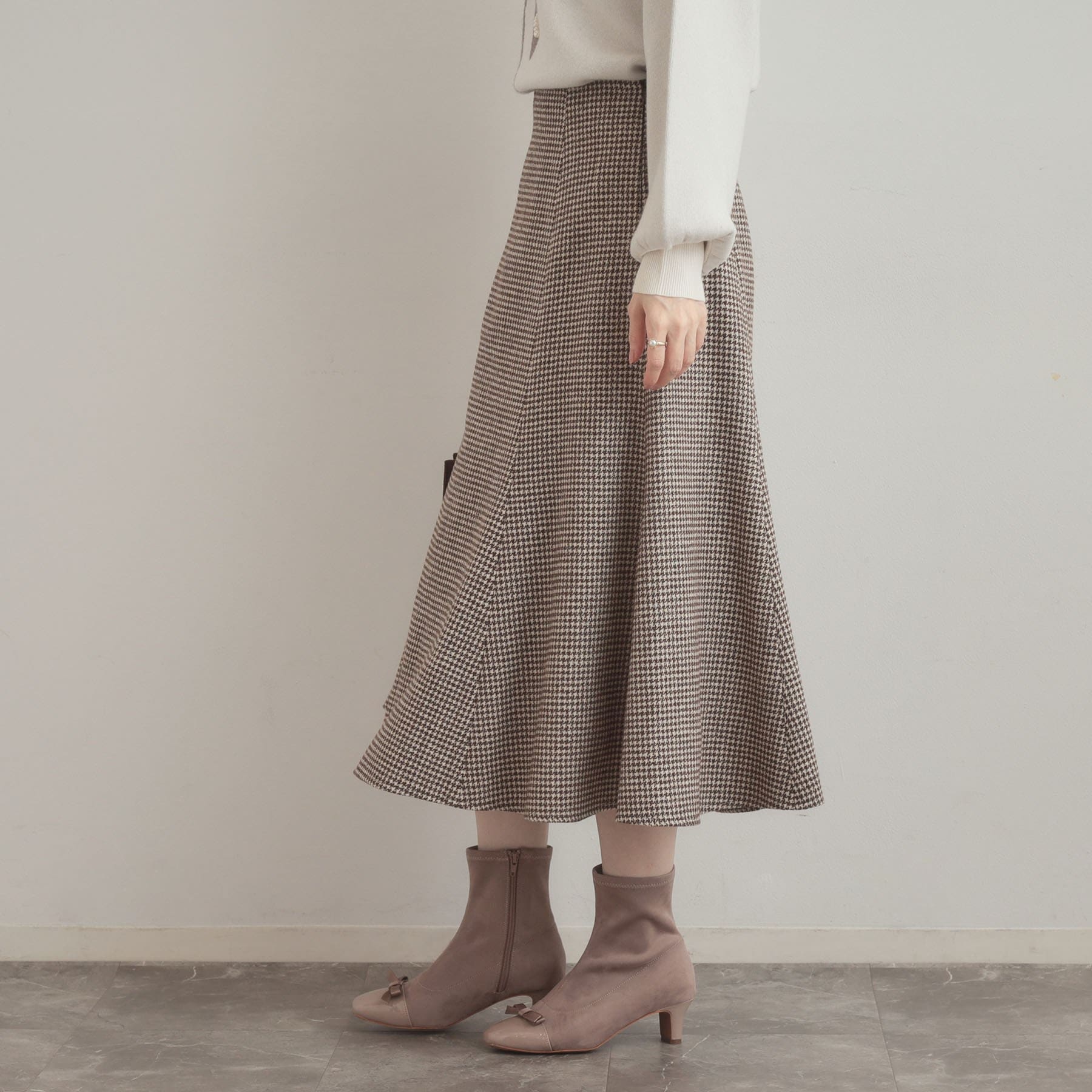 クチュール ブローチ Couture Brooch ラメ千鳥マーメイドフレアスカート （モカブラウン(242)） モカブラウン(242)